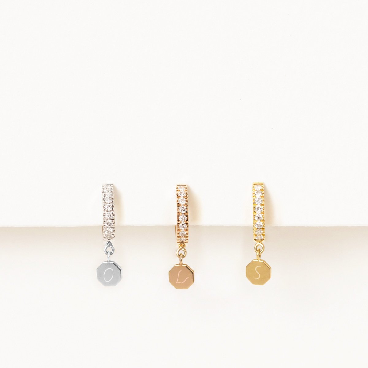 Personalized hoop earrings in 18K gold and diamonds