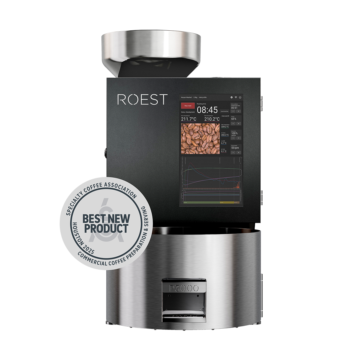 production roaster p3000 front view best new product award 2025 huston