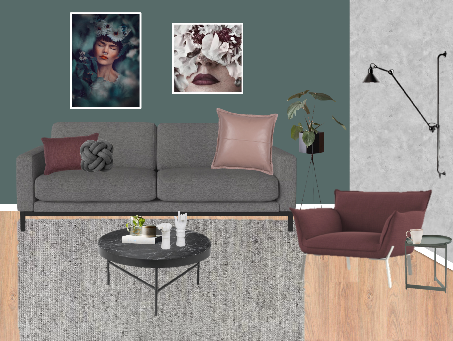 Product links: Bolia North Sofa / Ferm Living Marble Coffee Table / Jardan Lewis Armchair / Jardan Phoenix Butler Side Table / Lampe Gras No 214 / Nathan + Jac Bardot Leather Cushion / Nathan + Jac Clara Lumbar Cushion / Design House Stockholm by UMEMI Not Knot Turk's Head Cushion / Fenton & Fenton Marble Hands / Nathan + Jac Casablanca Accessory Pack / Armadillo & Co Sherpa Weave Rug / Ferm Living Plant Stand