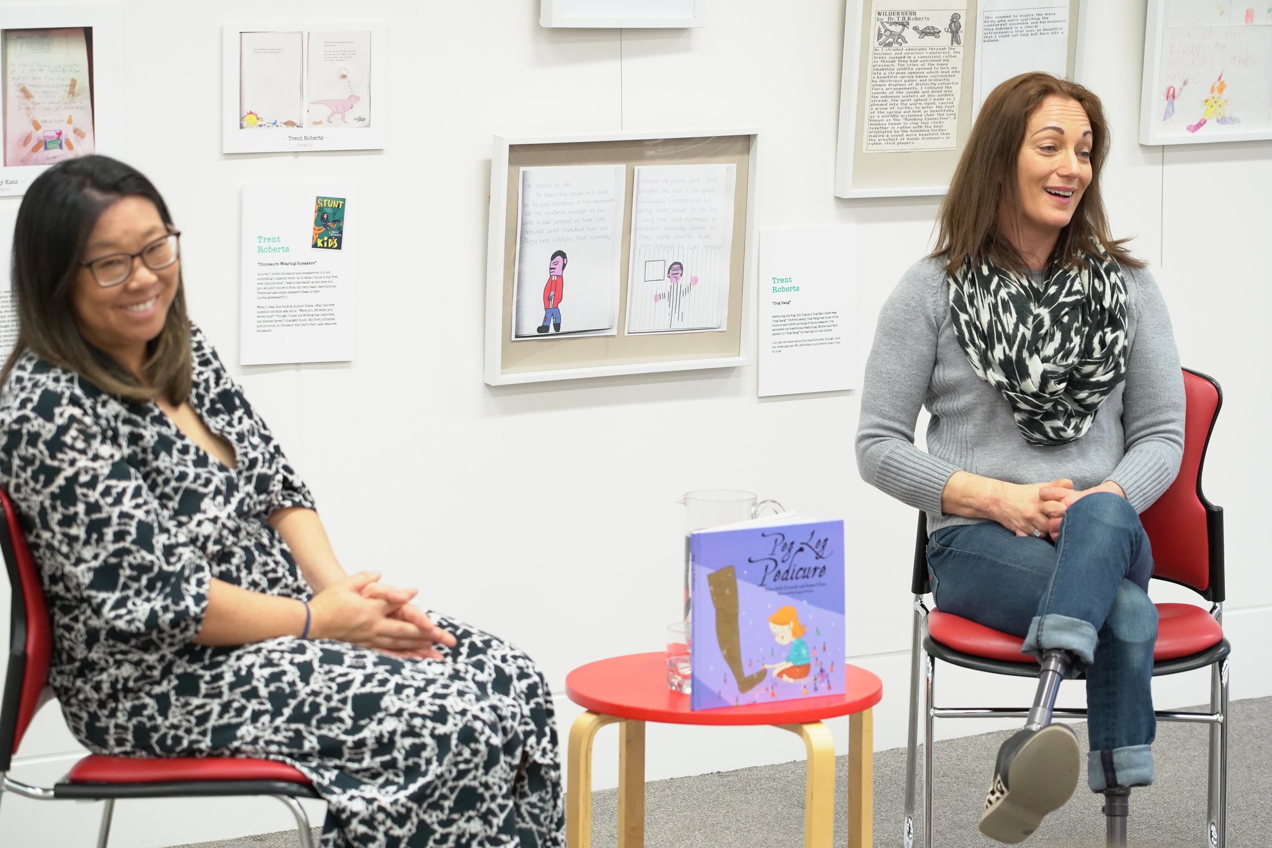  Aimee Chan and Paralympian Eliza Ault-Connell AM at the launch of Juvenilia at Civic Library in Canberra, August 2023 