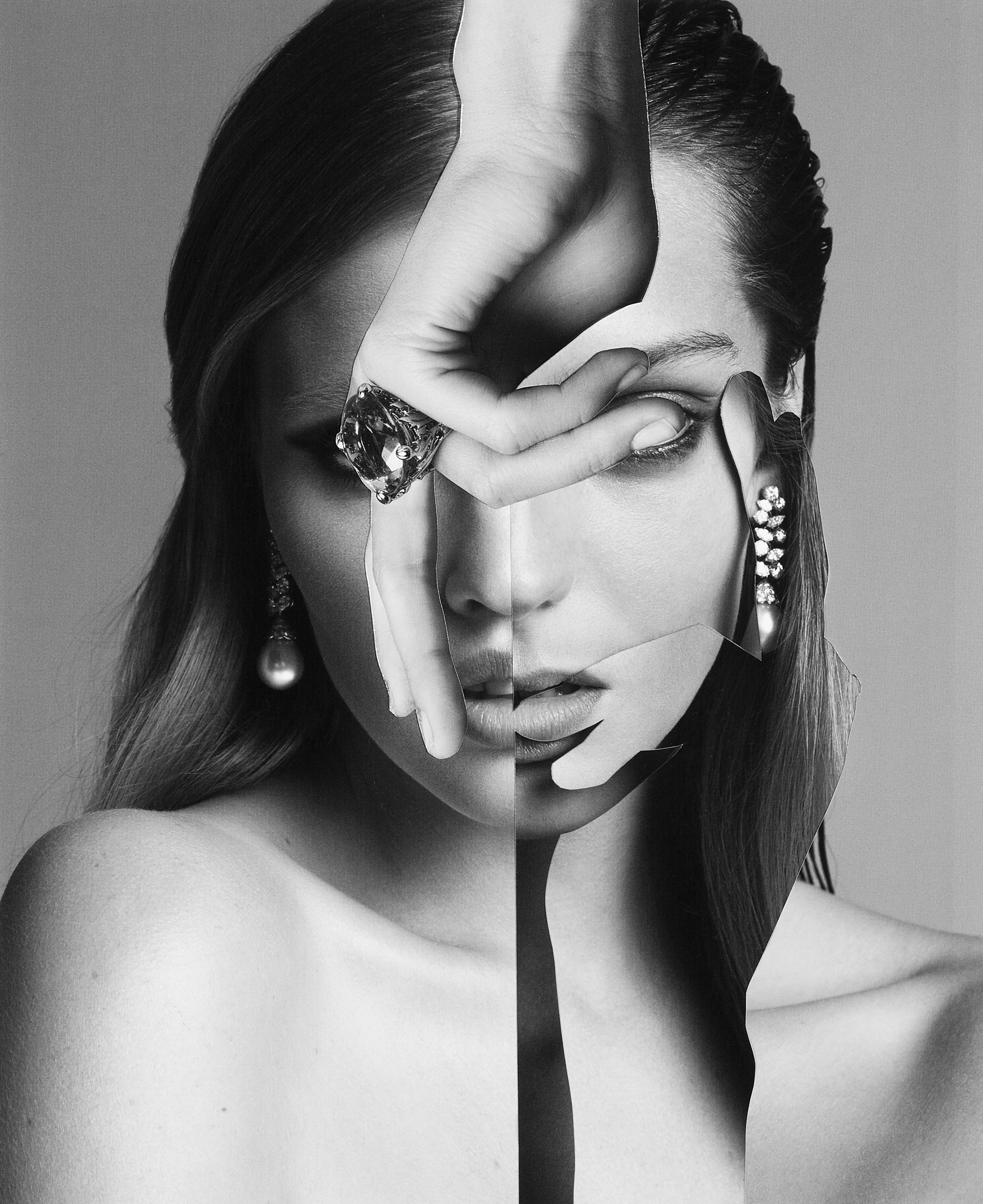  Lara Stone &amp; Daria Werbowy. Analoge collage with photos by Inez &amp; Vinoodh. 25,5 x 18 cm, 10 x 7” , 2017   