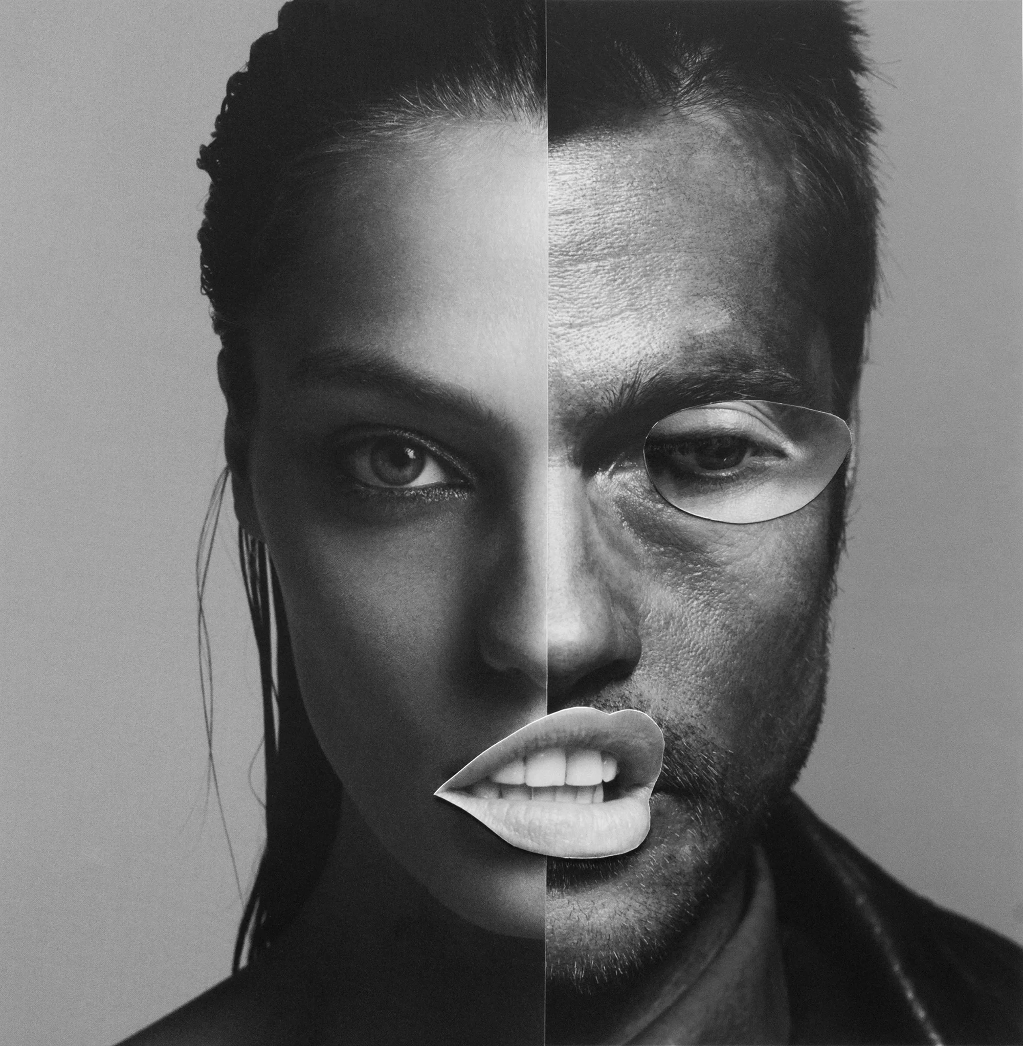  Daria Werbowy, Brad Pitt &amp; Eva Herzigova. Analog collage with photos by Inez &amp; Vinoodh. 2017 
