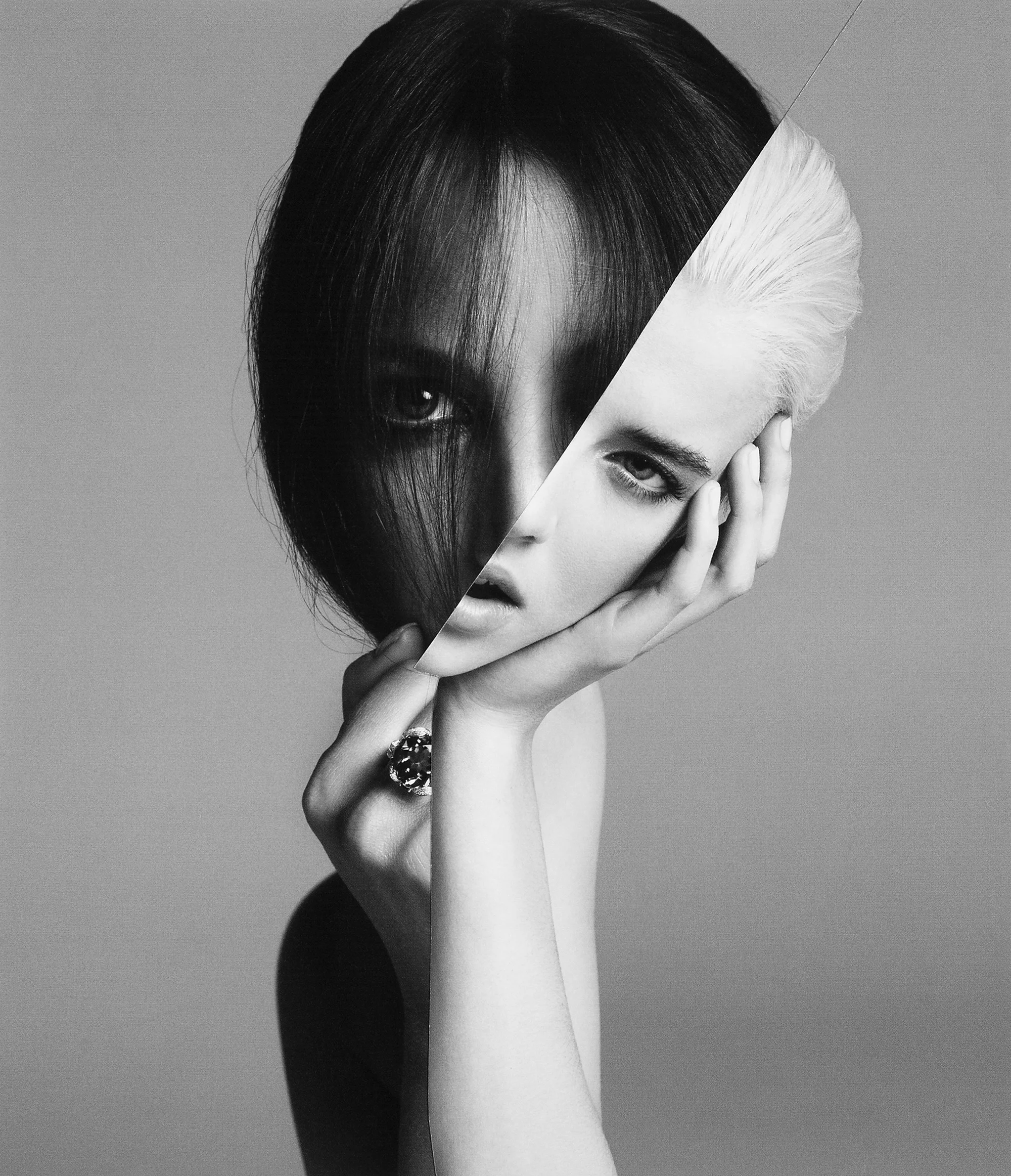  Christy Turlington &amp; Agyness Deyn. Analog collage with photos by Inez &amp; Vinoodh. 24,1 x 21,6 cm 9.5 x 8.5 inches 
