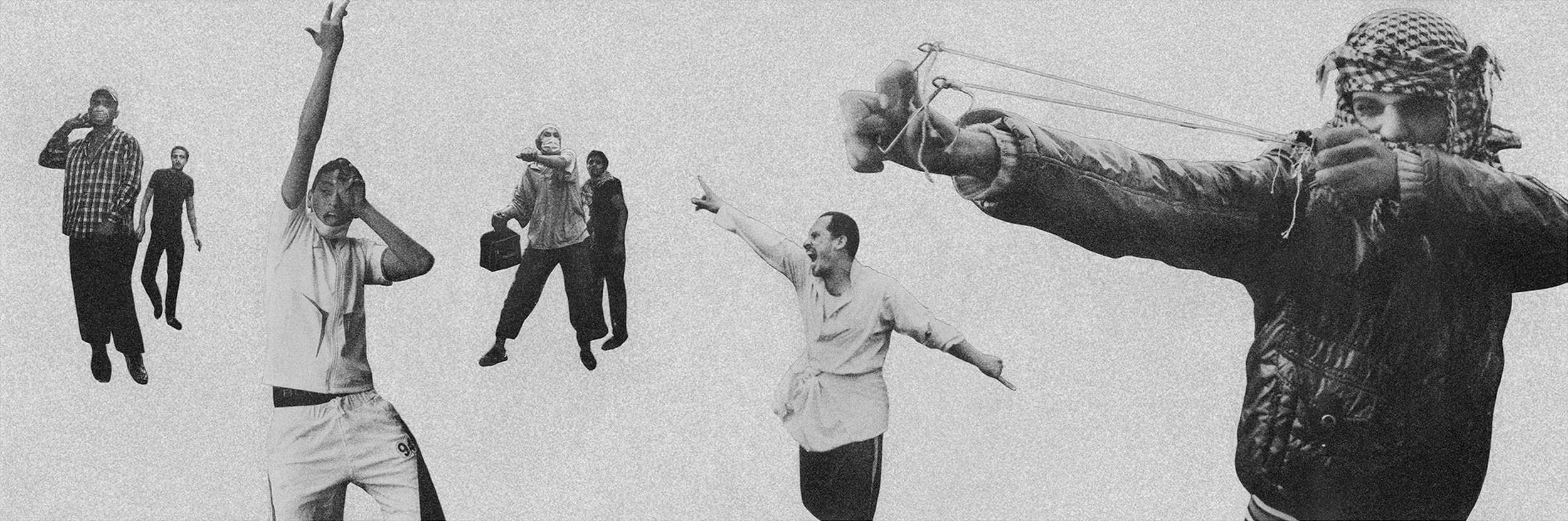  Riot #2 (Discordia). Analog collage with photos by Moises Saman  120 x 40 cm, 47.2 x 15.7 inches, 2014 (Private collection) 
