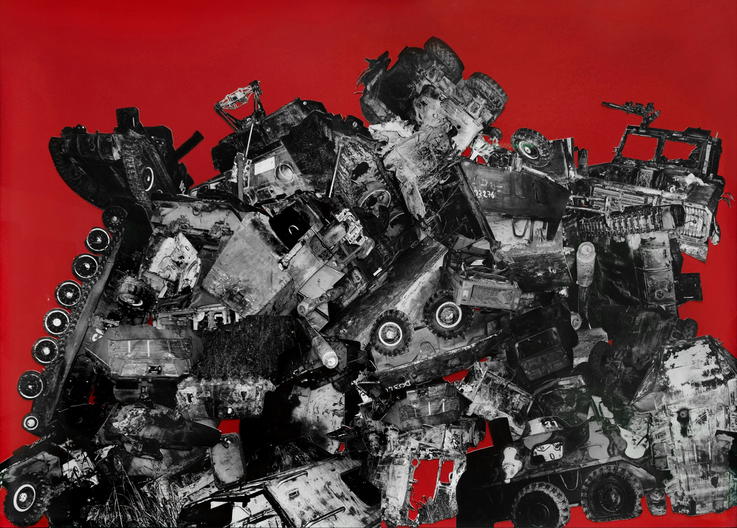  Tanks, Congo. Analog collage with photos by Paolo Pellegrin (Magnum Photos). 107.5 x 77.5 cm, 2015 