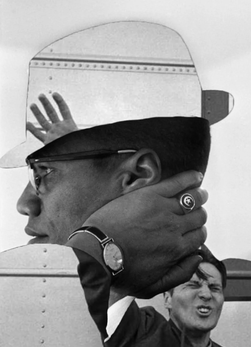  Malcolm X and a worshiper. Digital collage with photos by Eve Arnold (Magnum Photos) 2018 