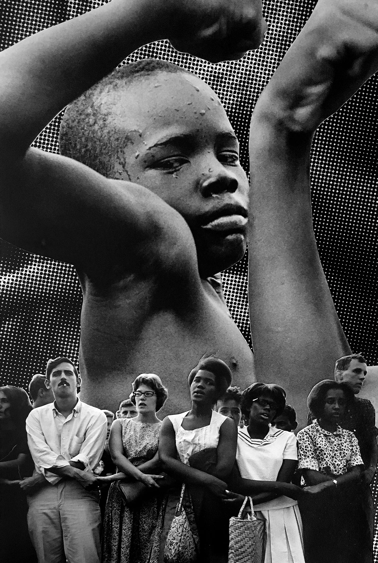  Untitled (Boy). Analoge collage with photos by Leonard Freed (Magnum Photos). 30x45.5 cm, 2018 (Private Collection) 