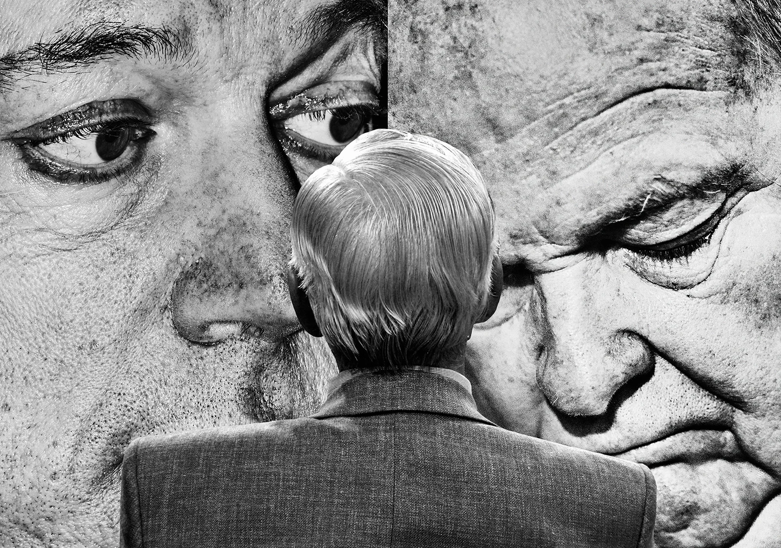  Untitled (Three Men). Analog collage with photos by Christopher Anderson (Magnum Photos), 2018   