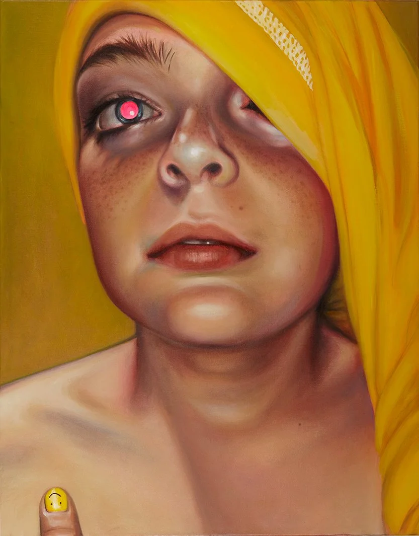  THE GIRL IN THE YELLOW T-SHIRT  - Oil &amp; Acrylic on Linen 100 cm x 80 cm ((39” x 31”) 2023 