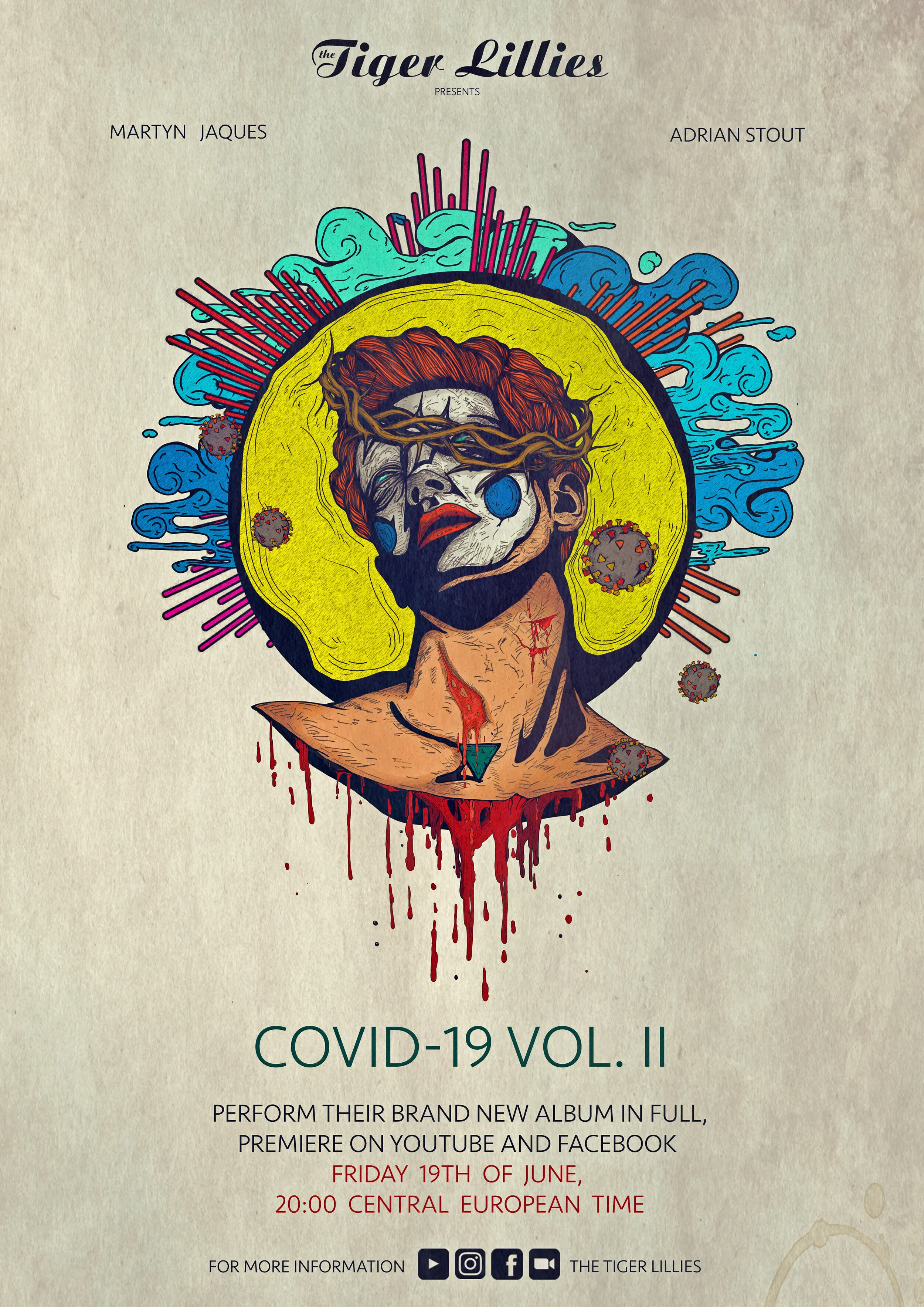 The Tiger Lillies perform their new album Covid-19 vol. II. The Second Wave is Coming on June 19th.