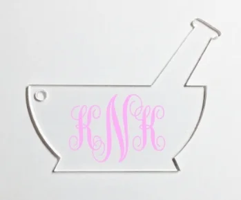 Acrylic Mortar & Pestle Monogram Keychain