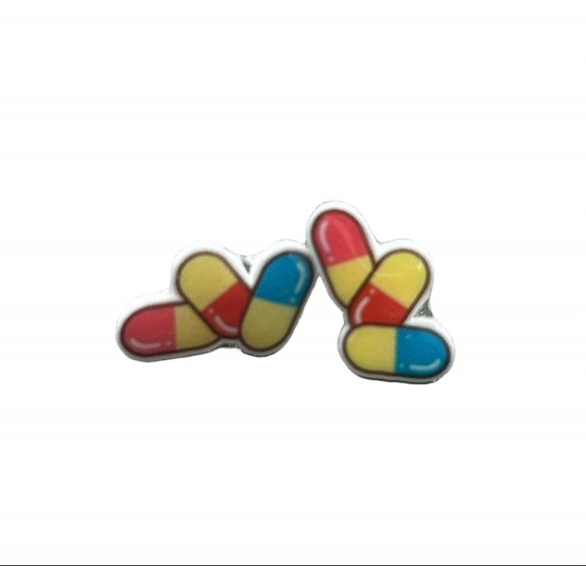 Polypharmacy cartoon earrings