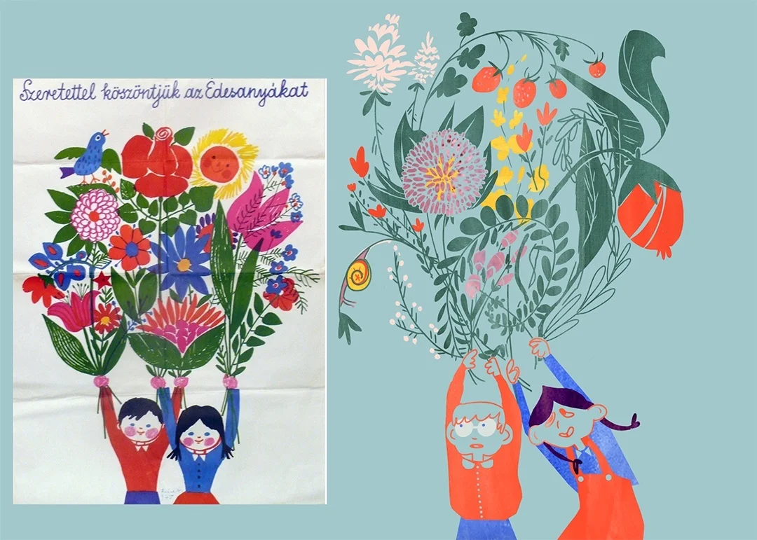 Part of a vintage re-draw series I did in 2018. Original illustration on the left, my take on the right.