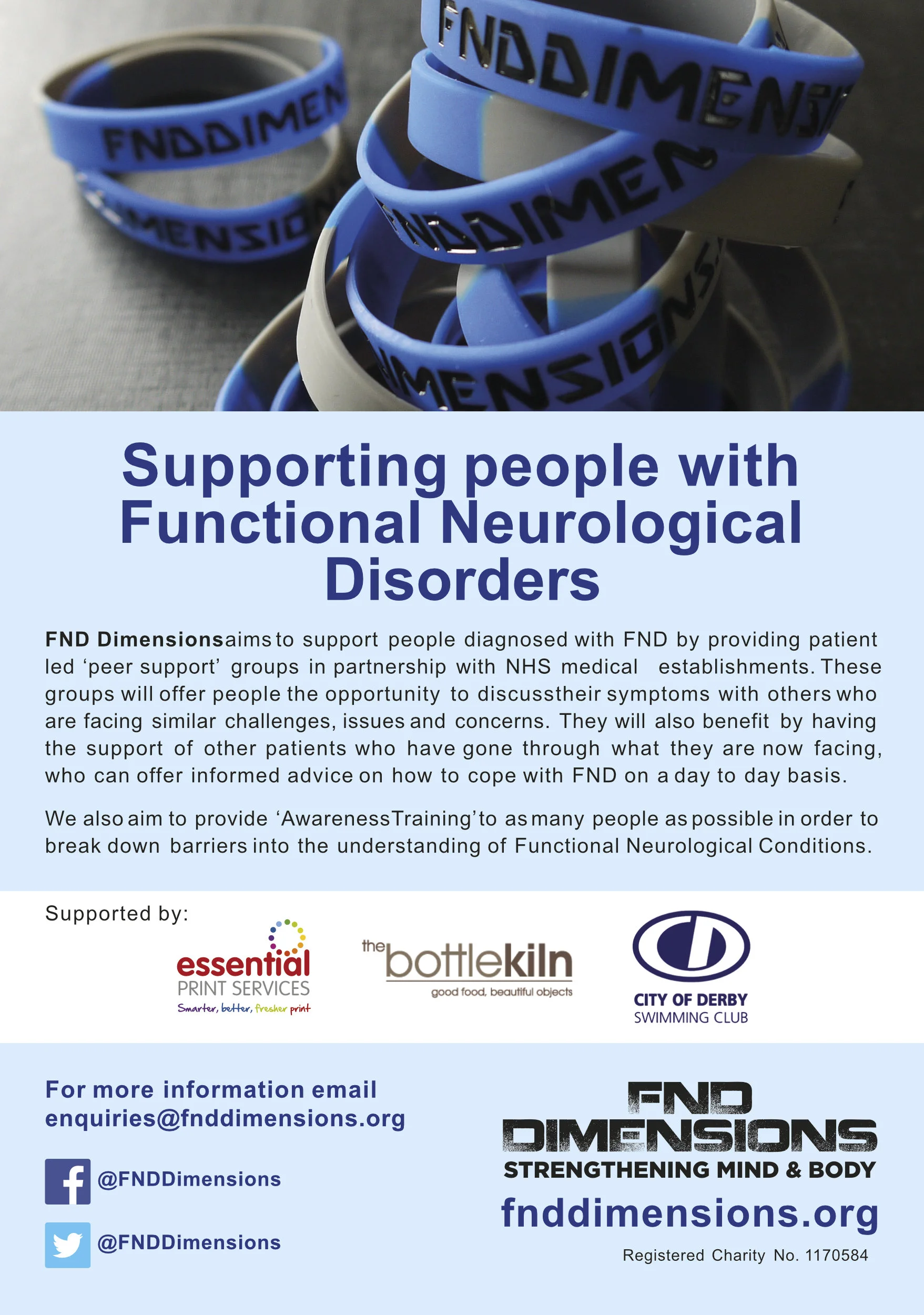 FND Dimensions flyer. Supporting people with Functional Neurological Disorders.