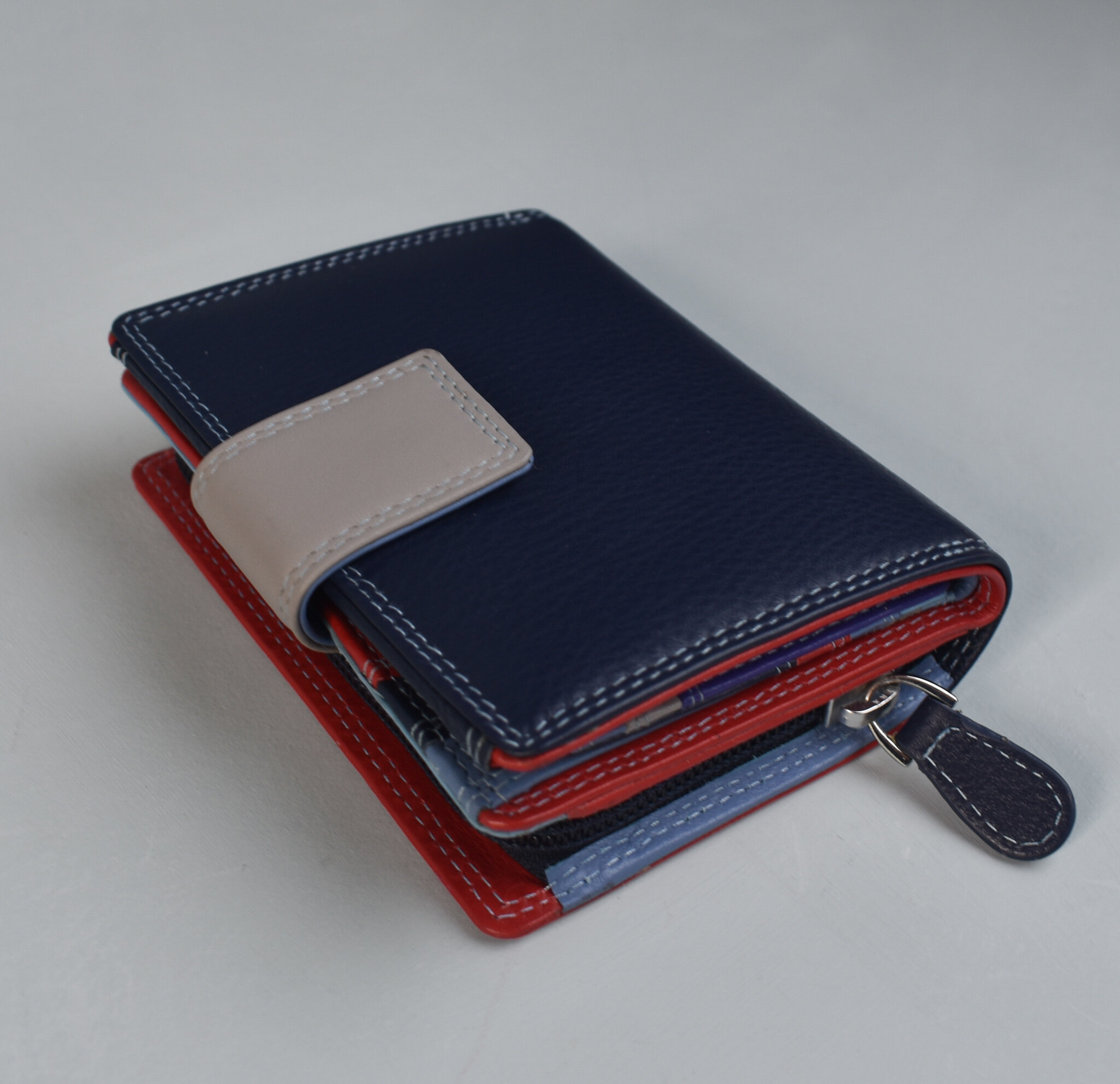 'Carribean' Sky leather purse in sky - med/small