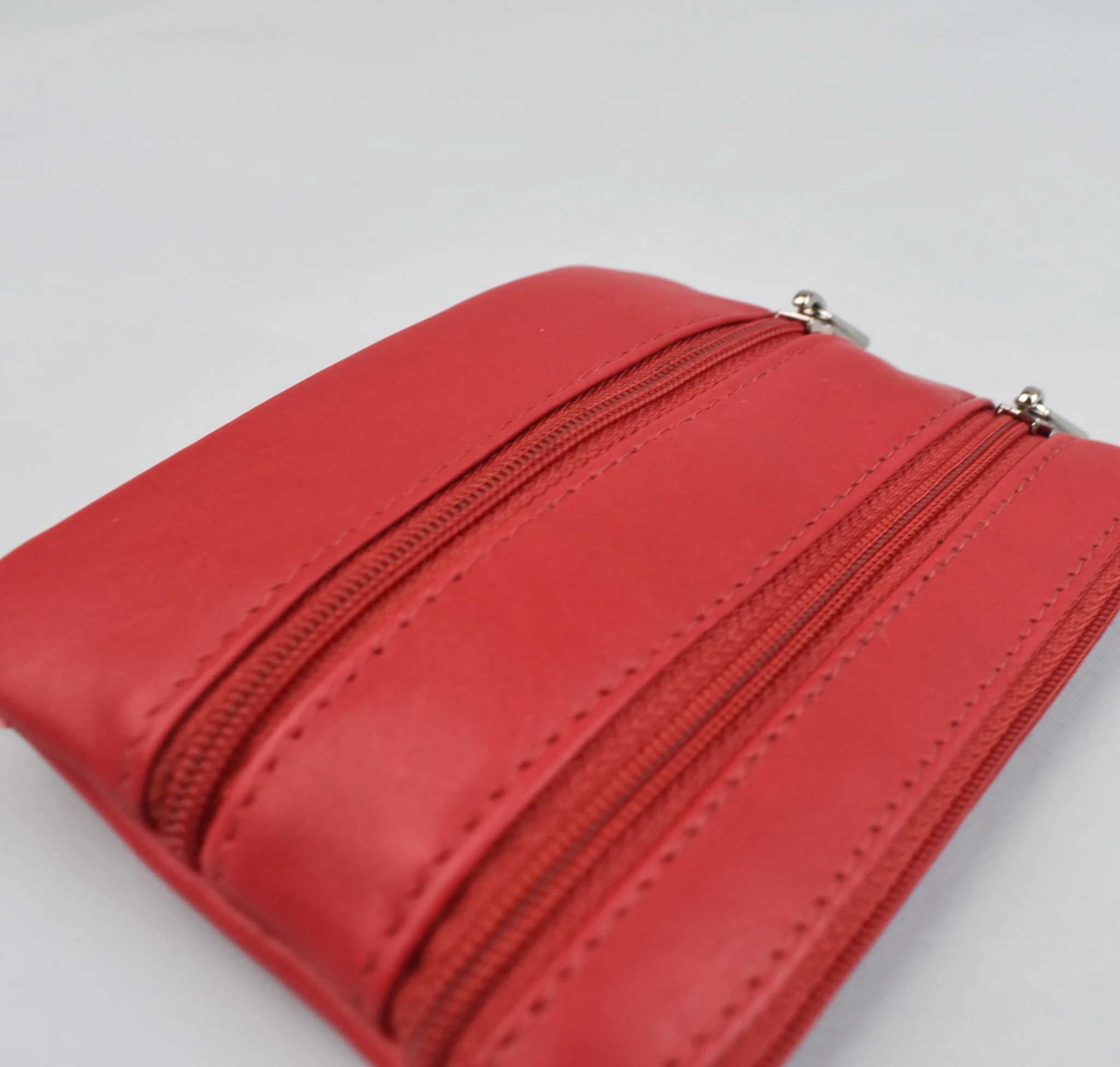 Red Leather zip coin purse by Golunski