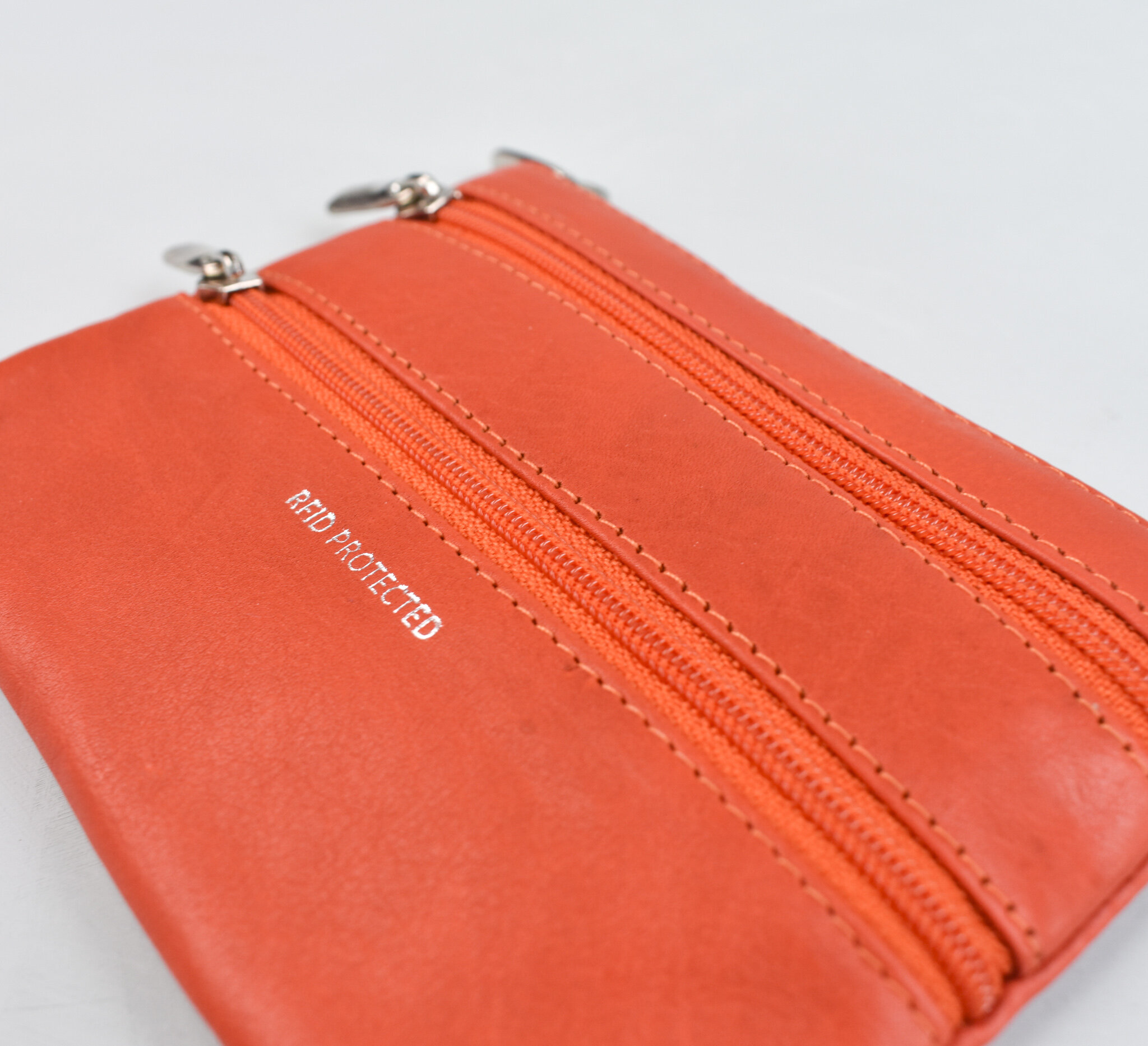Leather coin purse, orange by Golunski