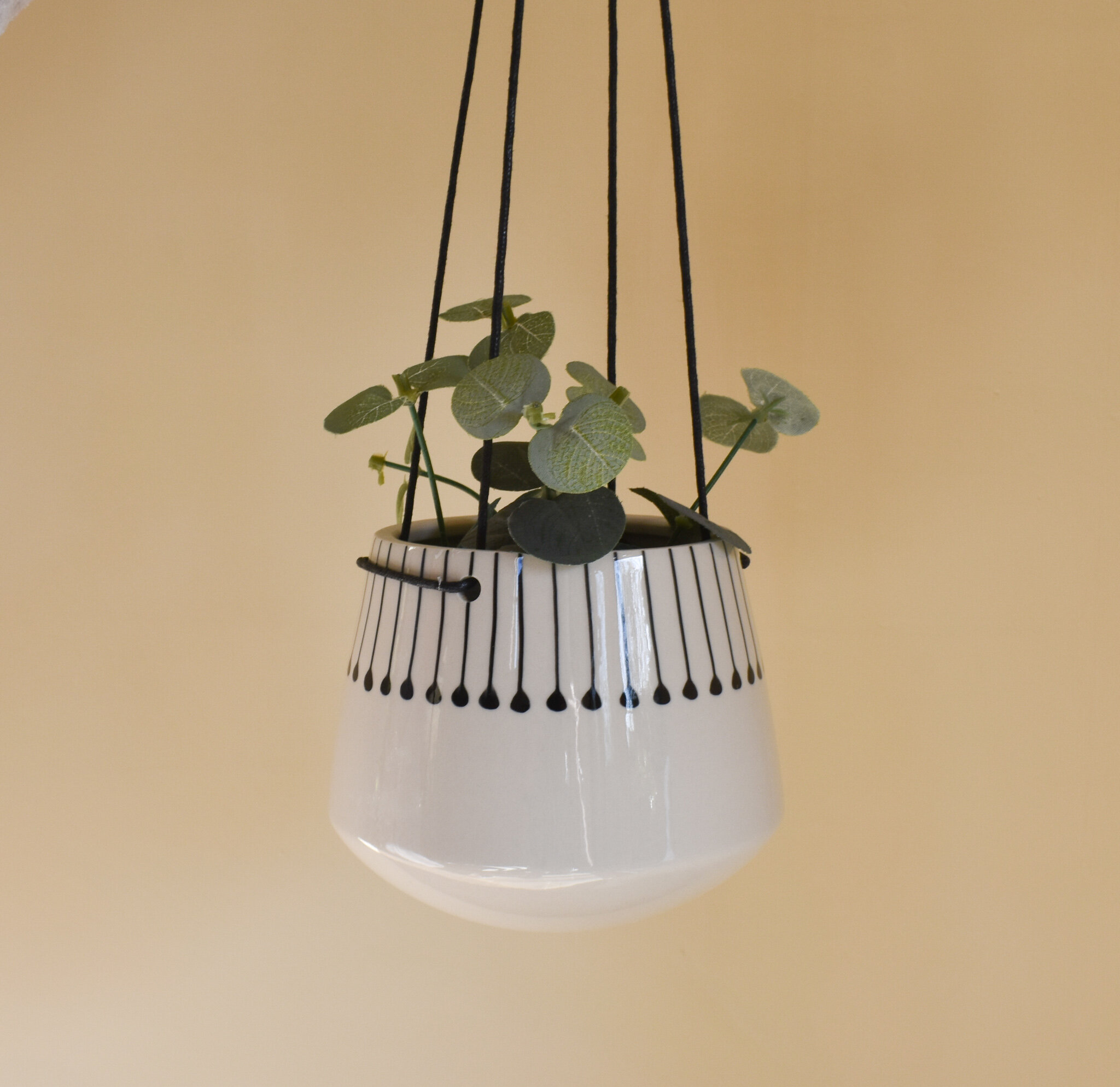 'Matamba' ceramic planter, by Nkuku, matchsticks pattern.