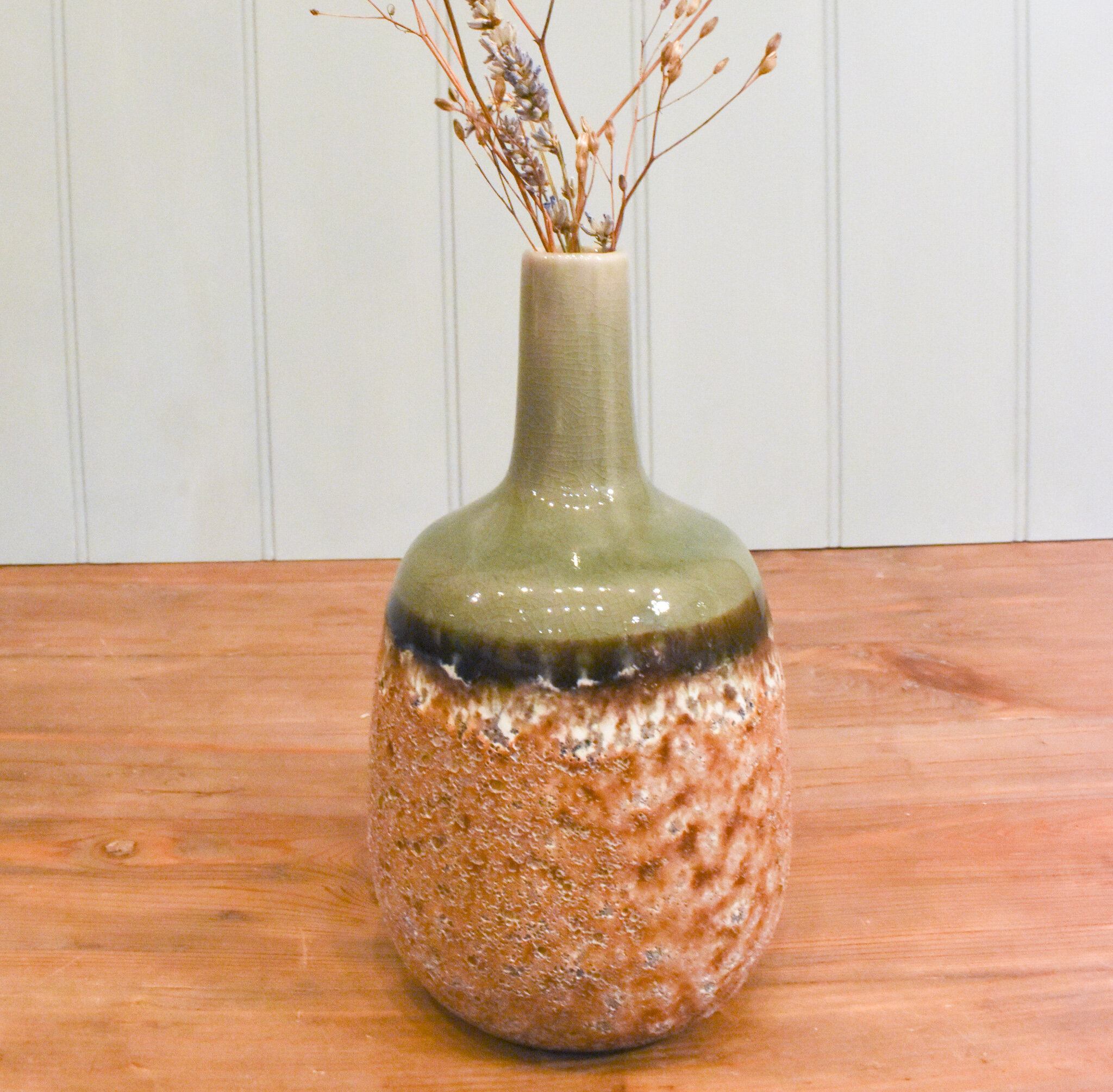 Green/stone ceramic vase by Bloomingville