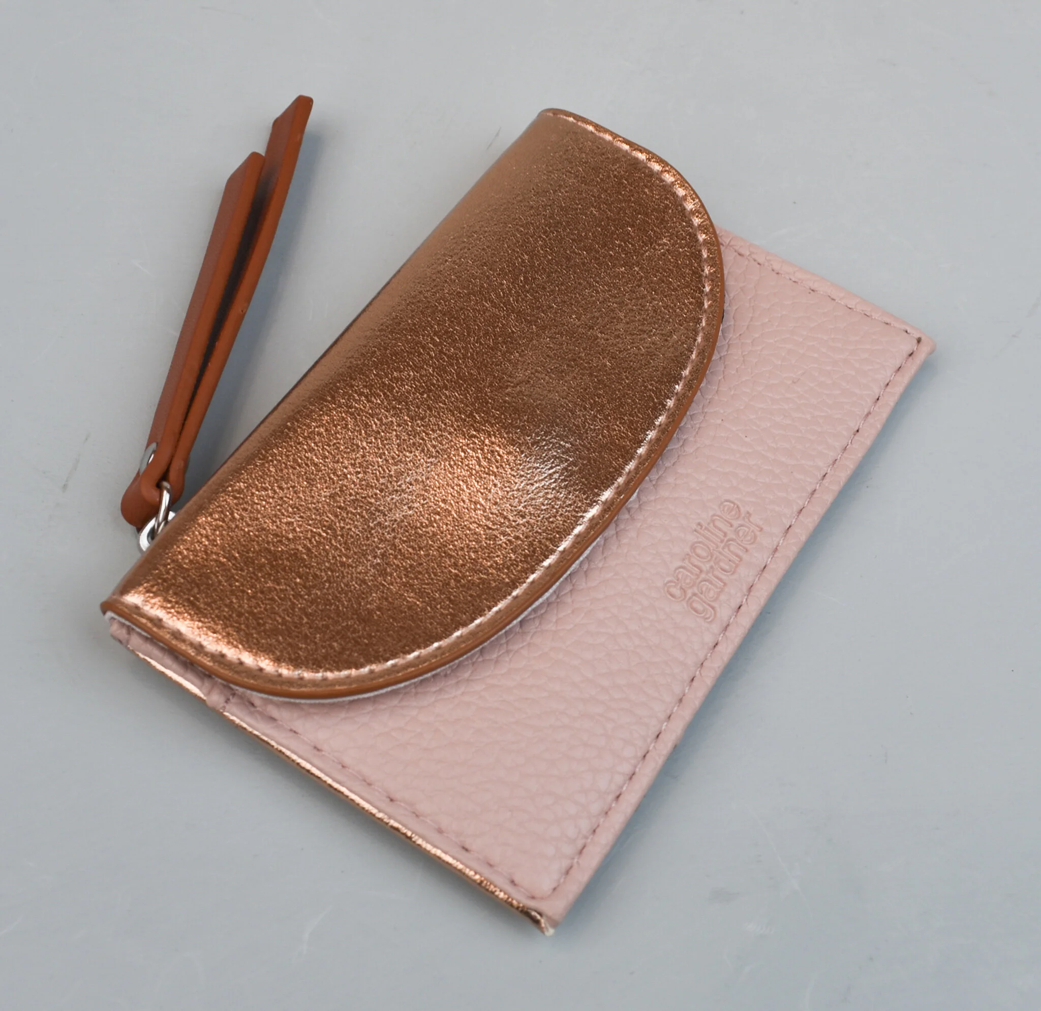 Cardholder coin purse, rose gold/pink, by Caroline Gardner