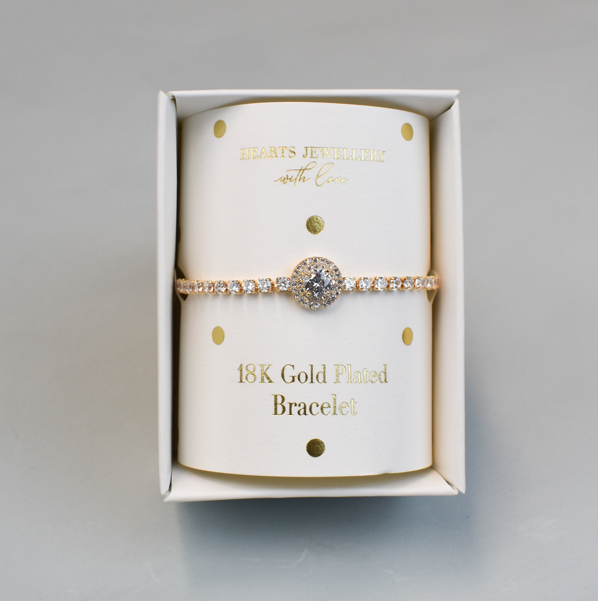 Sparkly gold gem in circle bracelet, by Hearts Jewellery