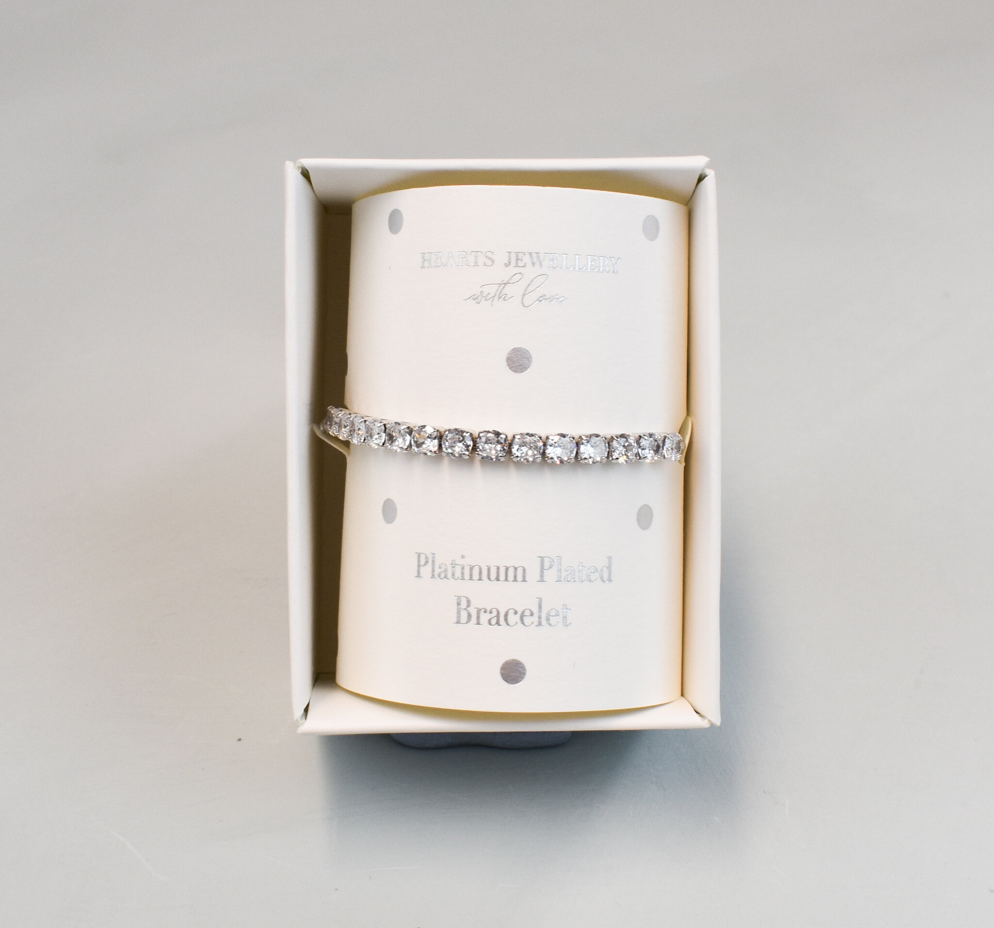 Sparkly silver single gem row bracelet, by Hearts Jewellery