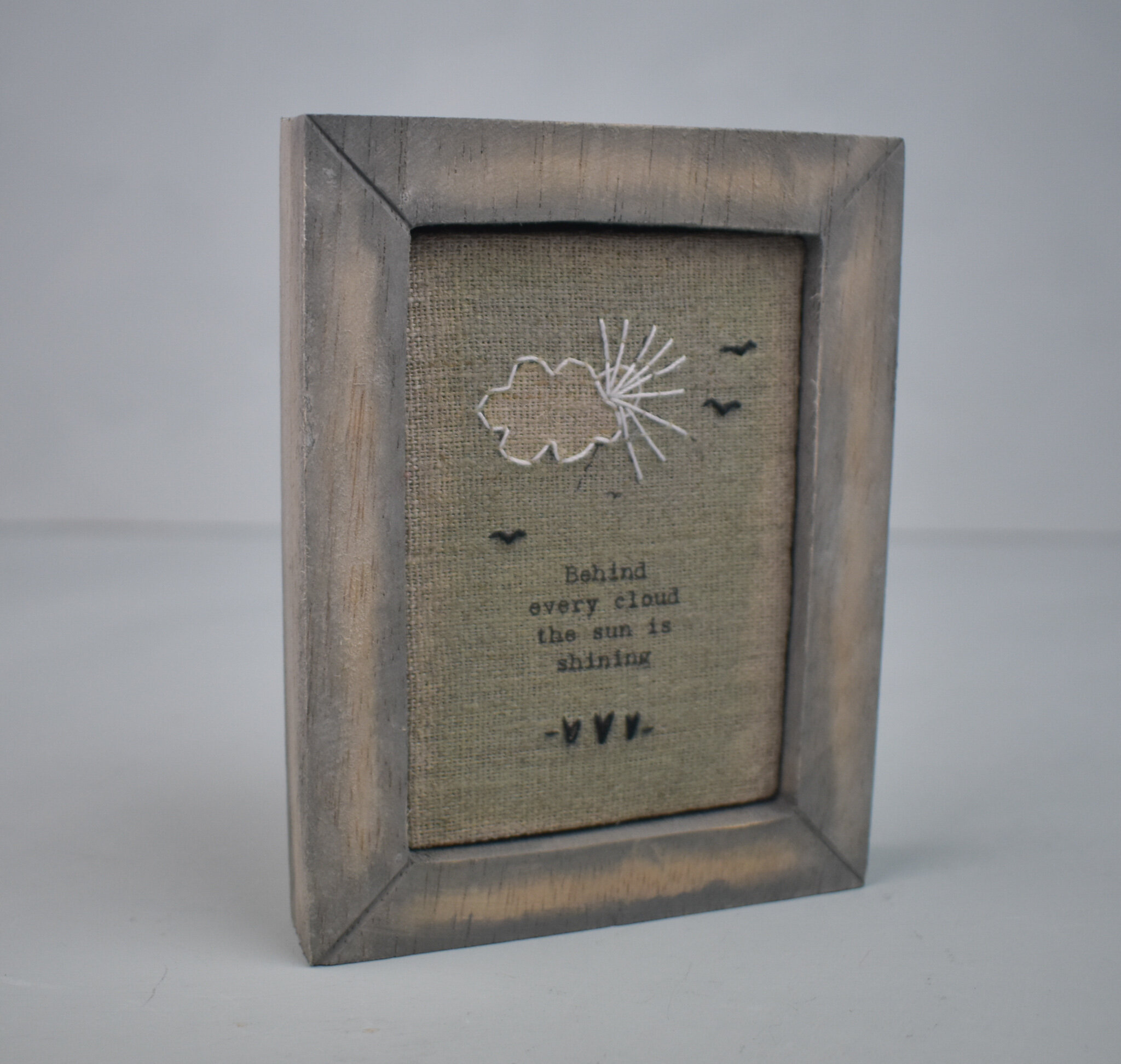 'Behind every cloud' wood/fabric plaque, by east of India