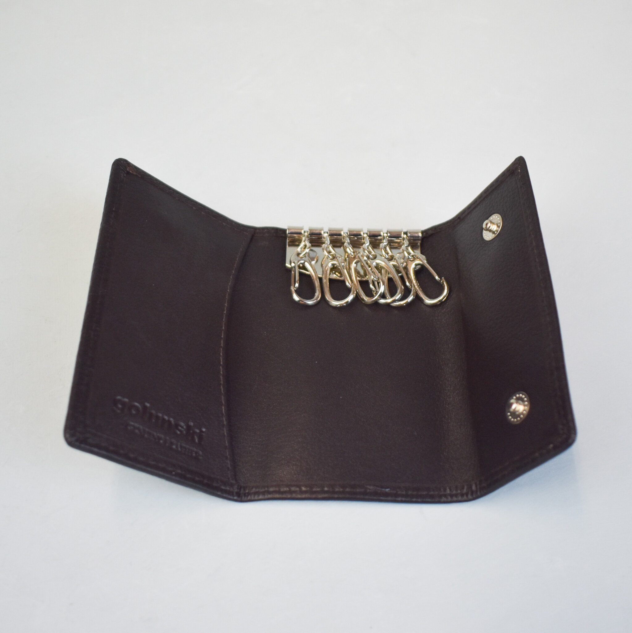 Brown leather key wallet, by Golunski
