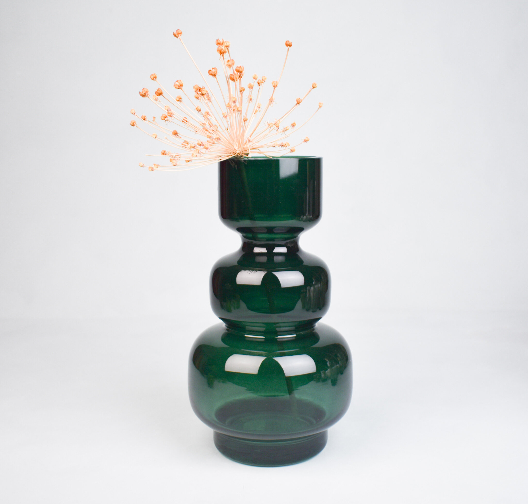 Retro green triple glass vase, by Bloomingville