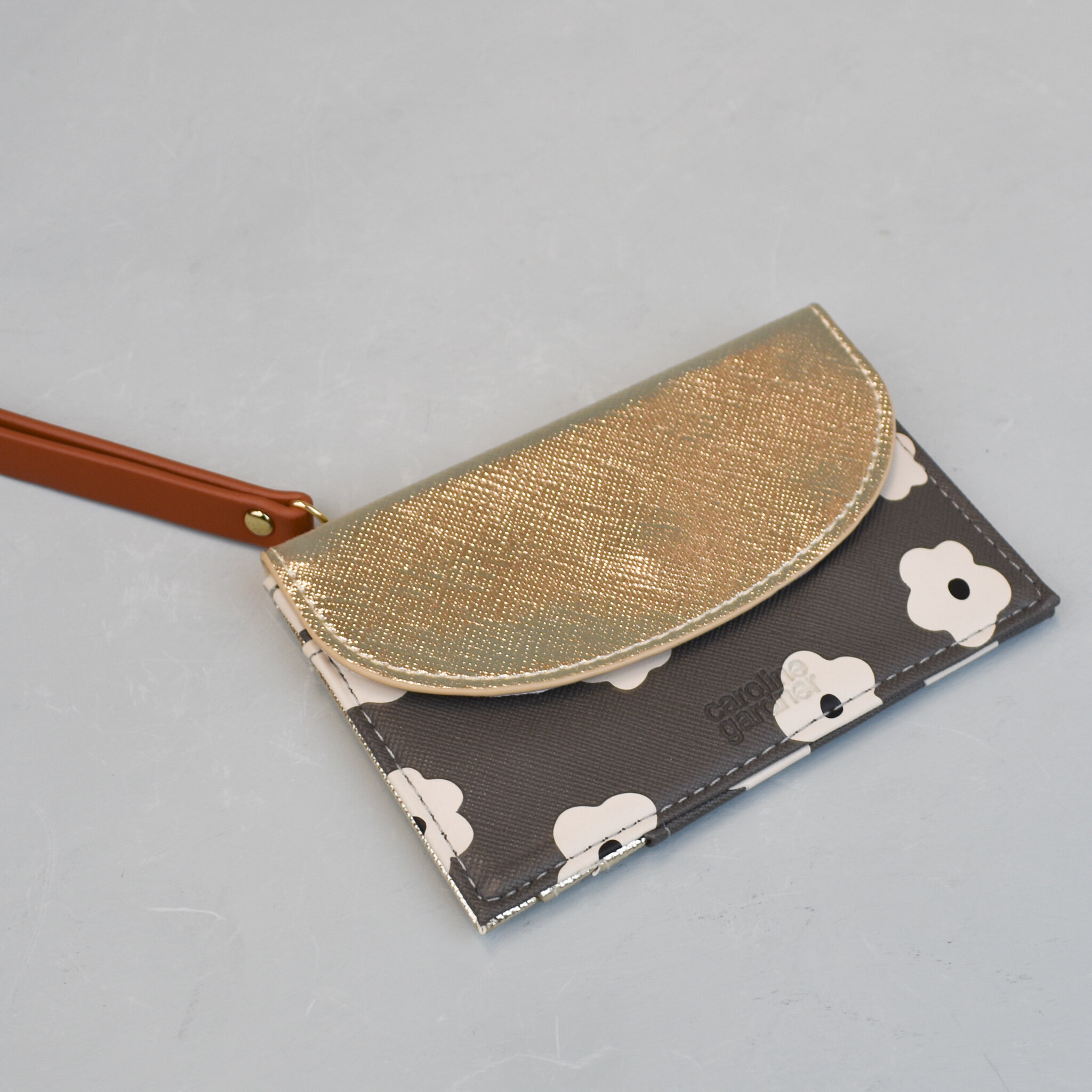 Gold/daisy cardholder &amp; coin purse, by Caroline Gardner