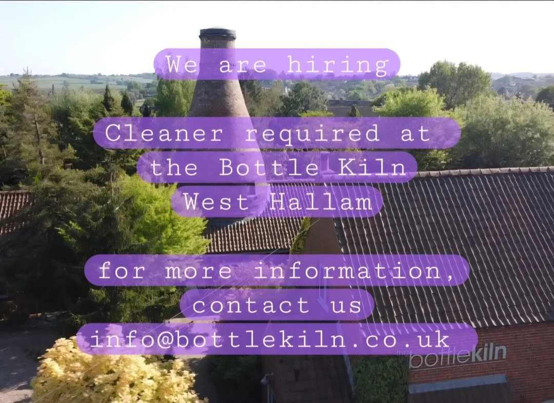 We are looking for a cleaner to join our team.
For more information, contact us 
info@bottlekiln.co.uk