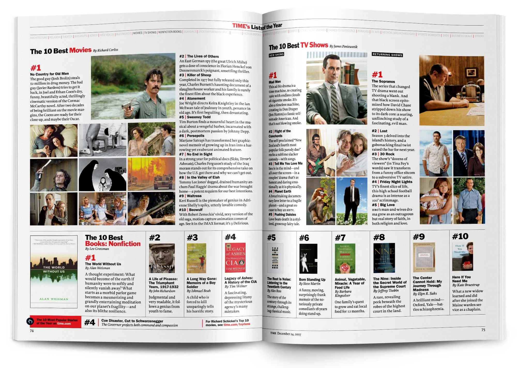 Art directed and designed the Best Top 10 Lists of the Year
