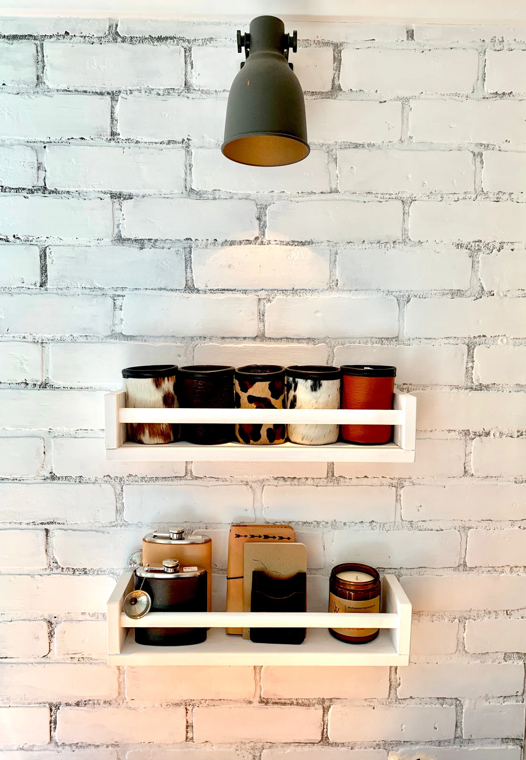 Only a few display shelves were hung - both to maximize the open and airy feel, but also to ensure items would stay securely in place when the truck is in motion