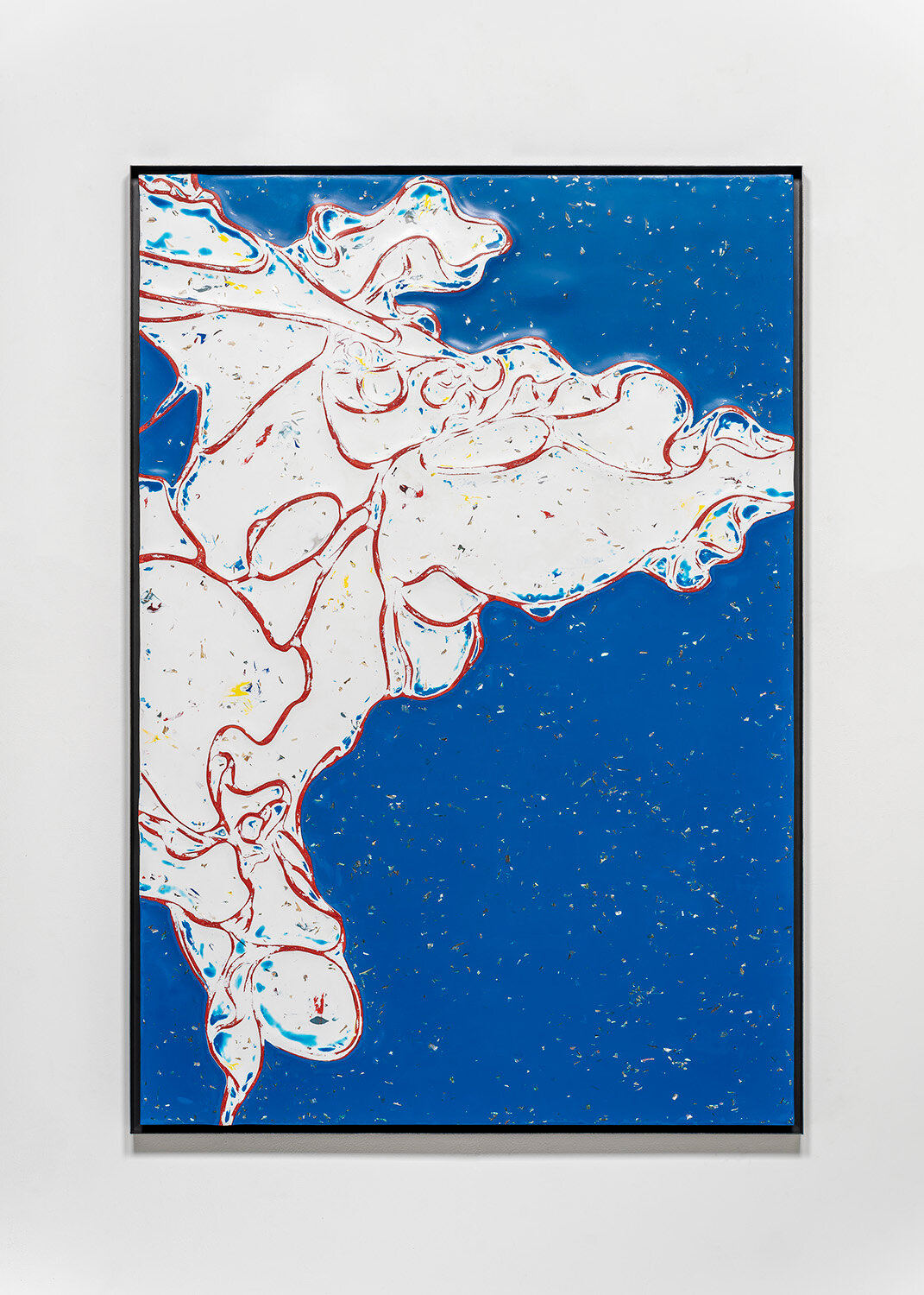  Lee Bul, Perdu LXXIX, 2021. Mother of pearl, acrylic paint on wooden base panel, steel frame, 62.99 × 43.31 × 2.36 inches. Courtesy the artist and Lehmann Maupin. 