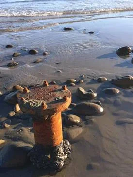 Oil Infrastructure on Summerland Beach. Photo by Nora McNeely Hurley