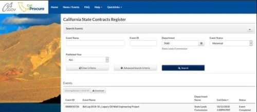 SLC request for proposals on CA Procure website.