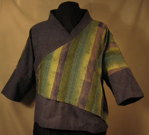 Blue Seascape Cotton Ikat Tai Blouse