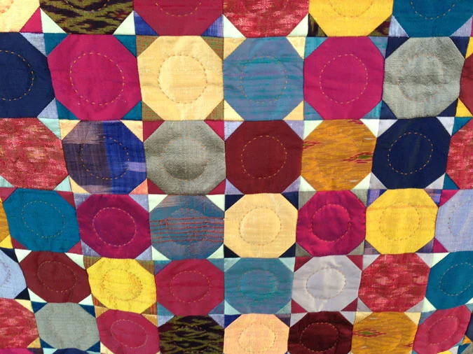 Silk Ikat Scraps Quilt by Gwen Bailey (detail)