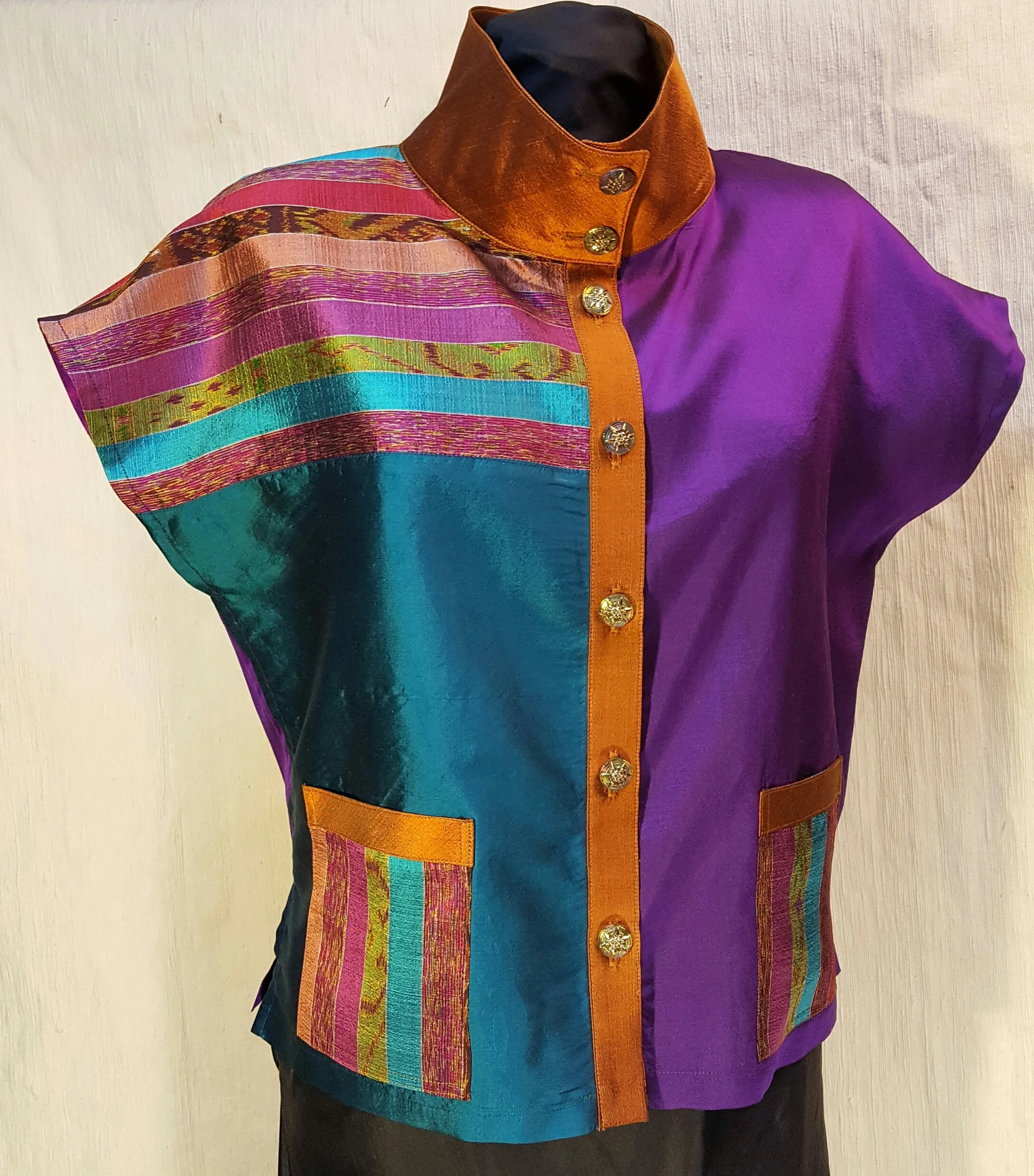 Rainbow Silk Ikat Ling Vest