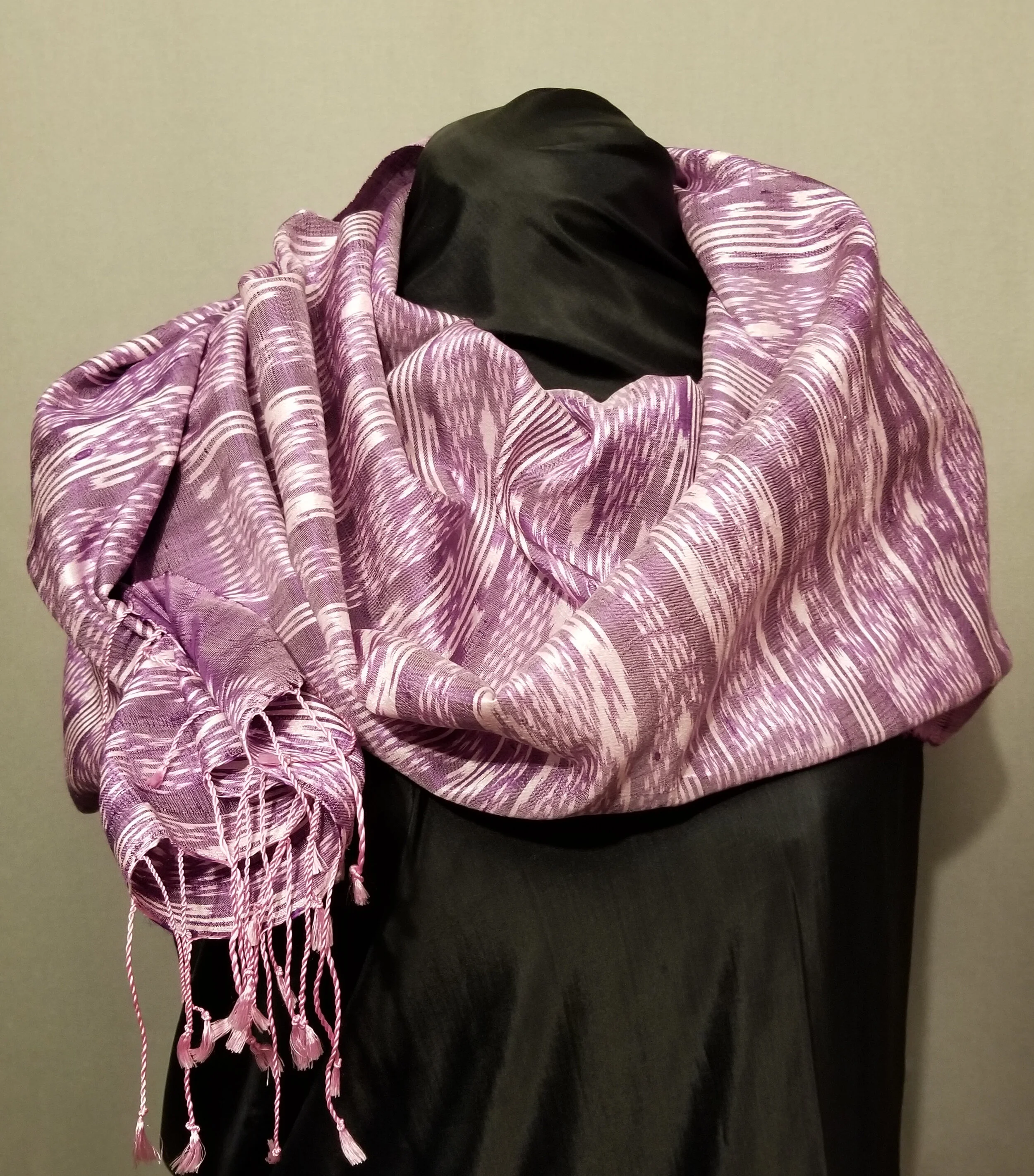 NA380B  Lavender Silk with Ikat Nagas and Fleurs