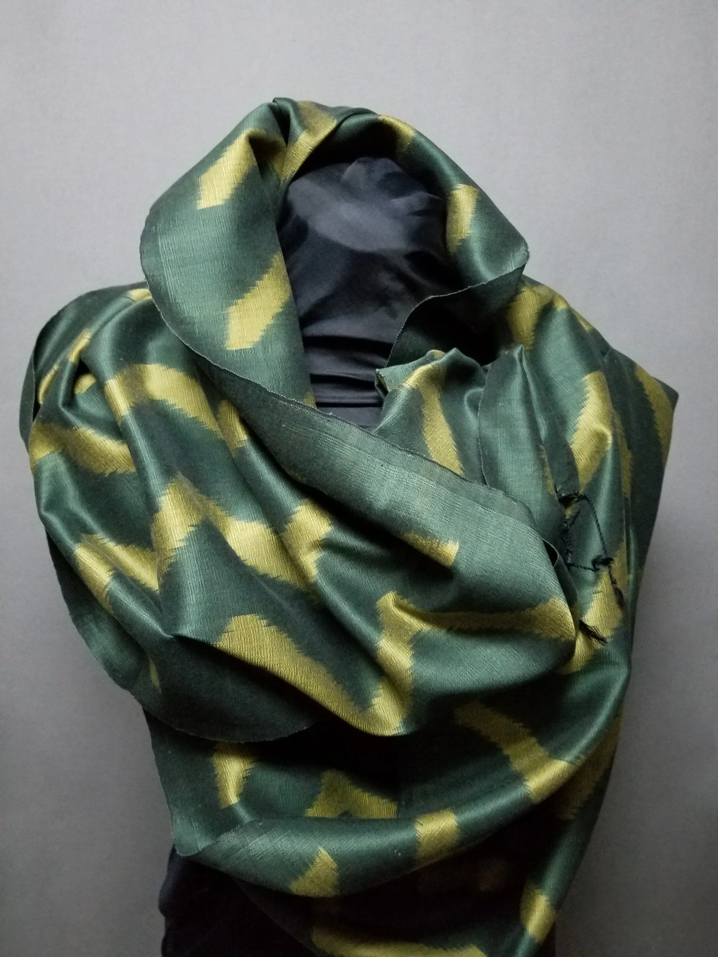 NA 396.3 Verdant Green and  Lime Ikat Scarf