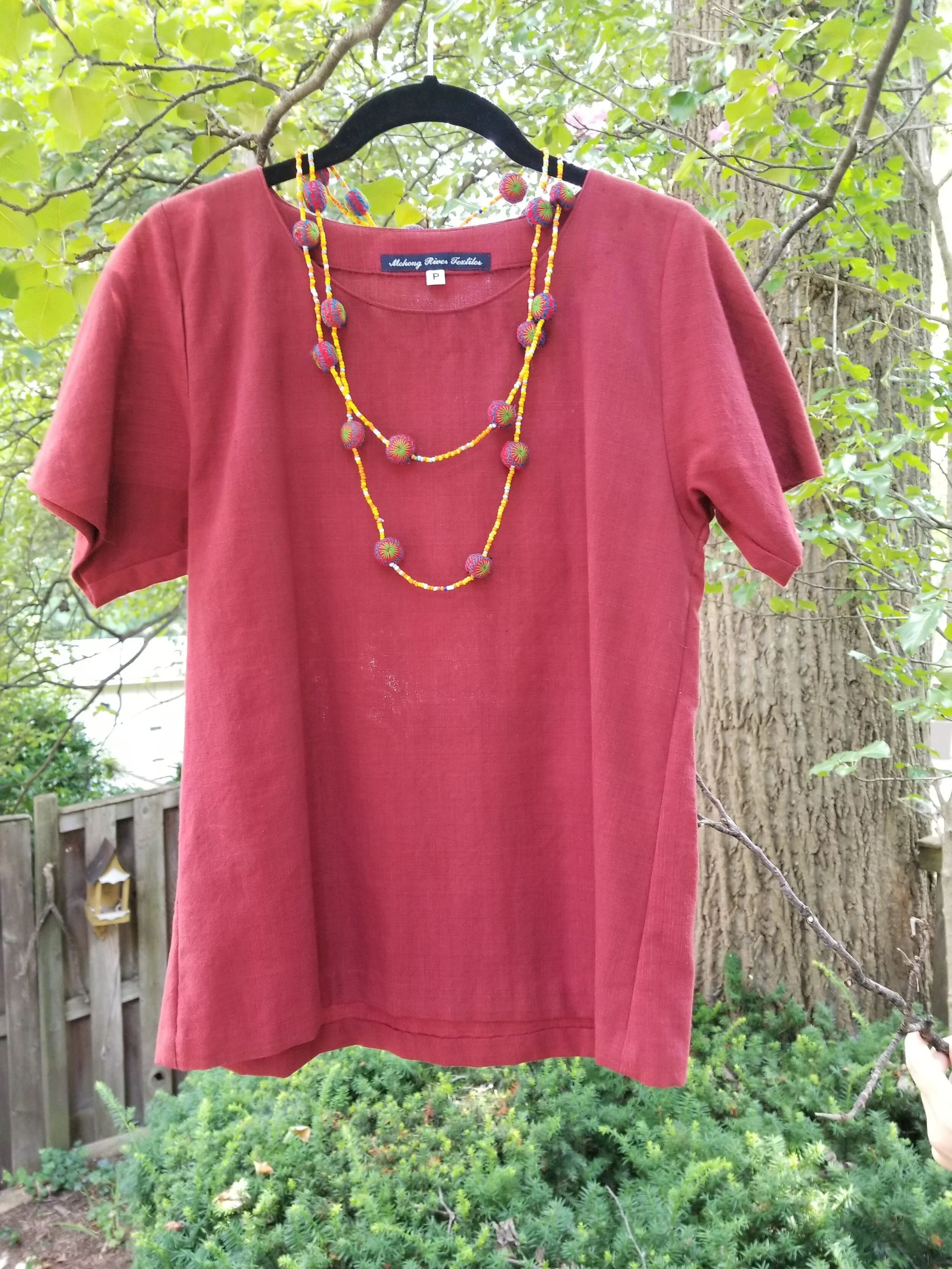 Bias Blouse Red Cotton