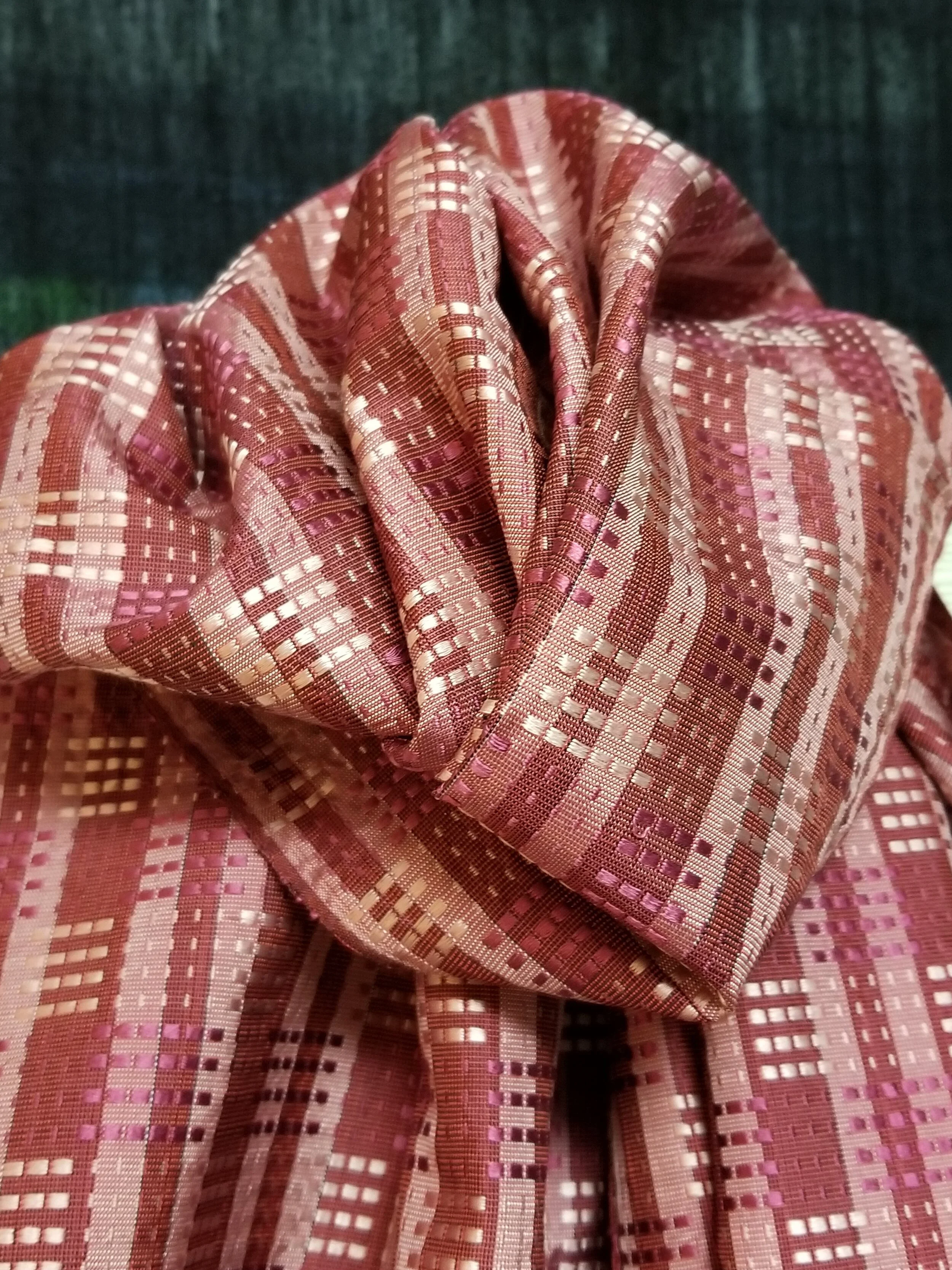 KT8227 Red Lac Basket Weave Silk Shawl