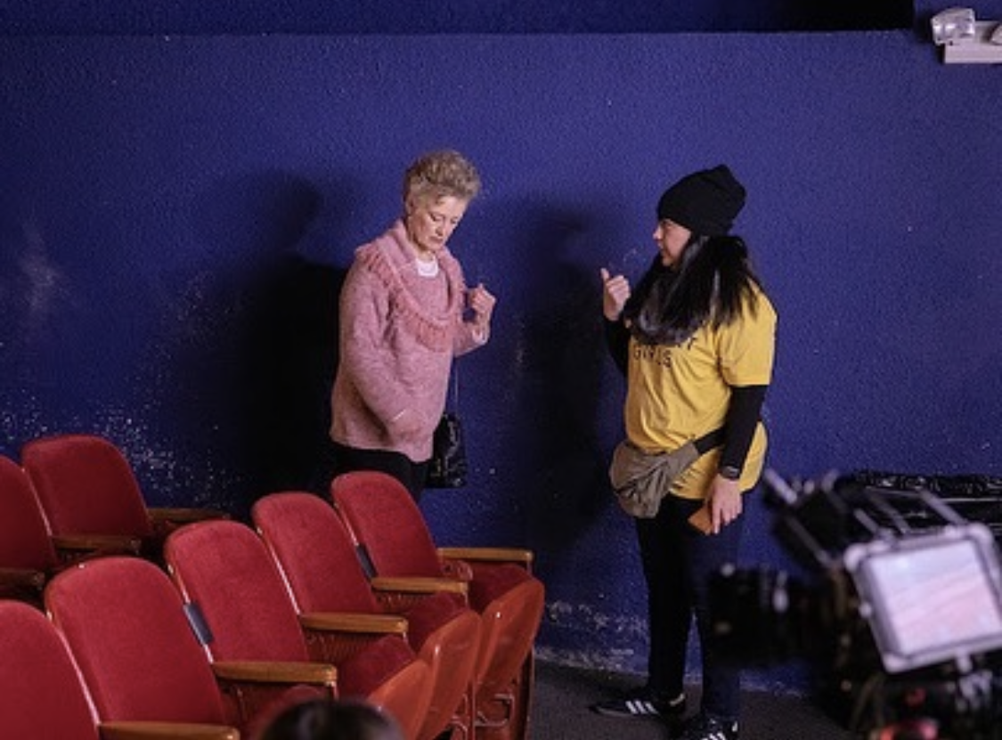 Directing Gail Cronauer on set of "The Cinephiles"