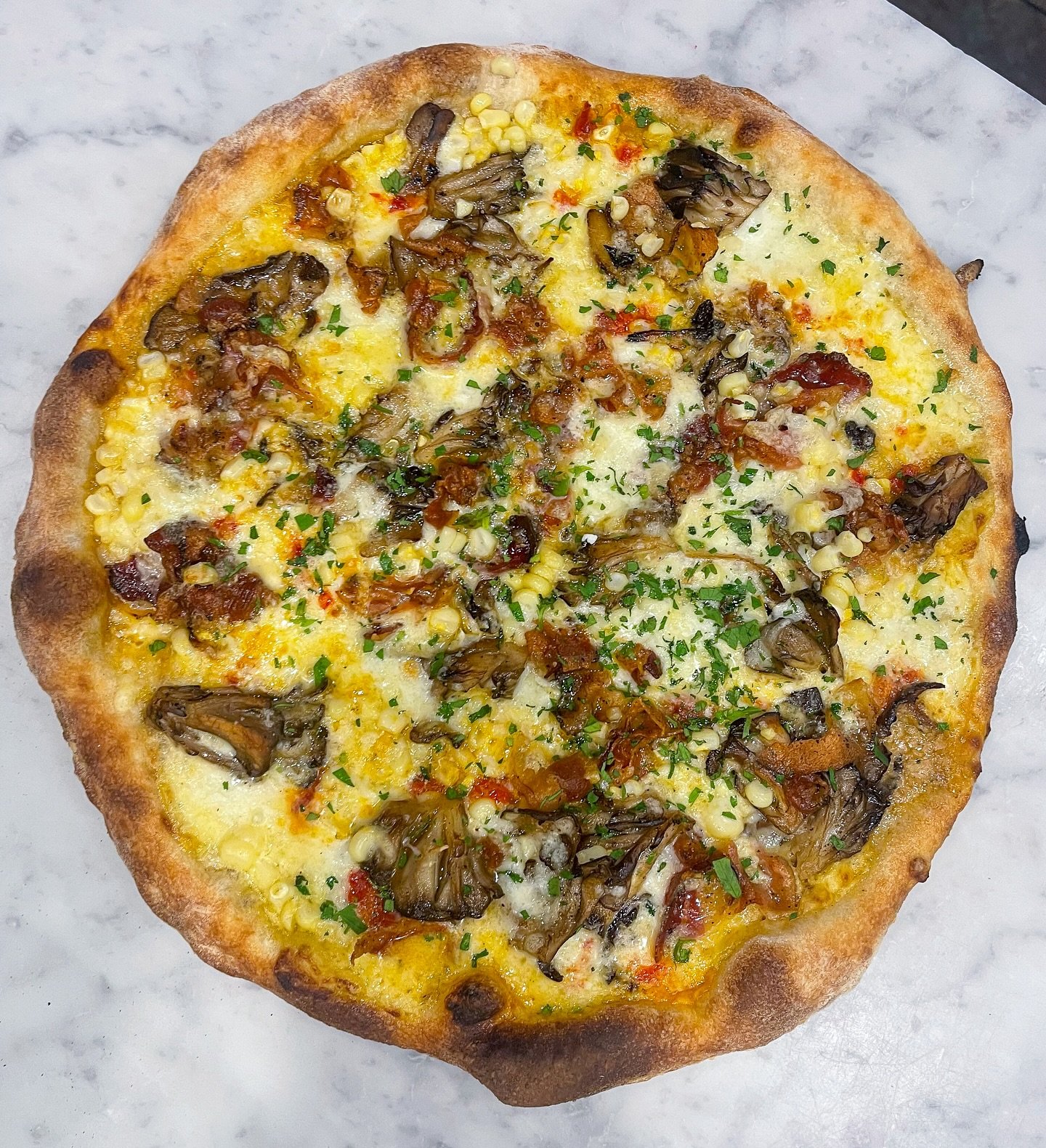Pizza is always a good idea...right?! 🍕 

Try our May Pizza of the Month, Sunnyside, exclusively in Marin! With a rich corn crema base &amp; mozzarella di bufala and caciocavallo, all topped with earthy hen of the woods mushrooms, savory guanciale, 