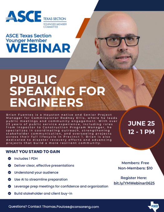 ASCE Texas Section Younger Members Webinar - Public Speaking for Engineers