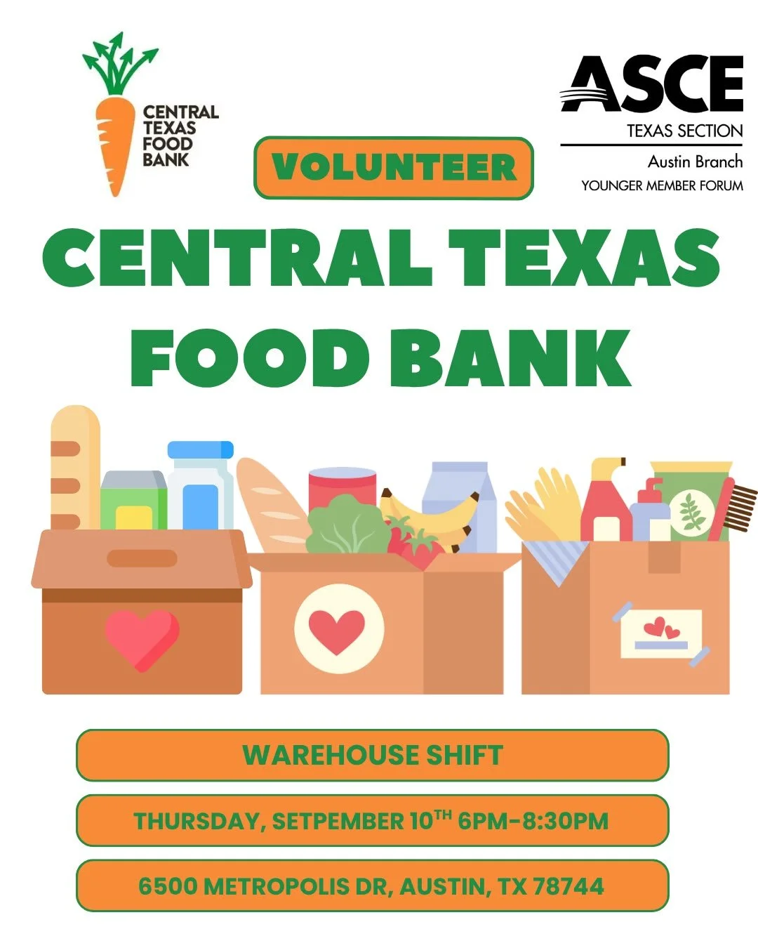 ASCE YMF Central Texas Food Bank Volunteering 