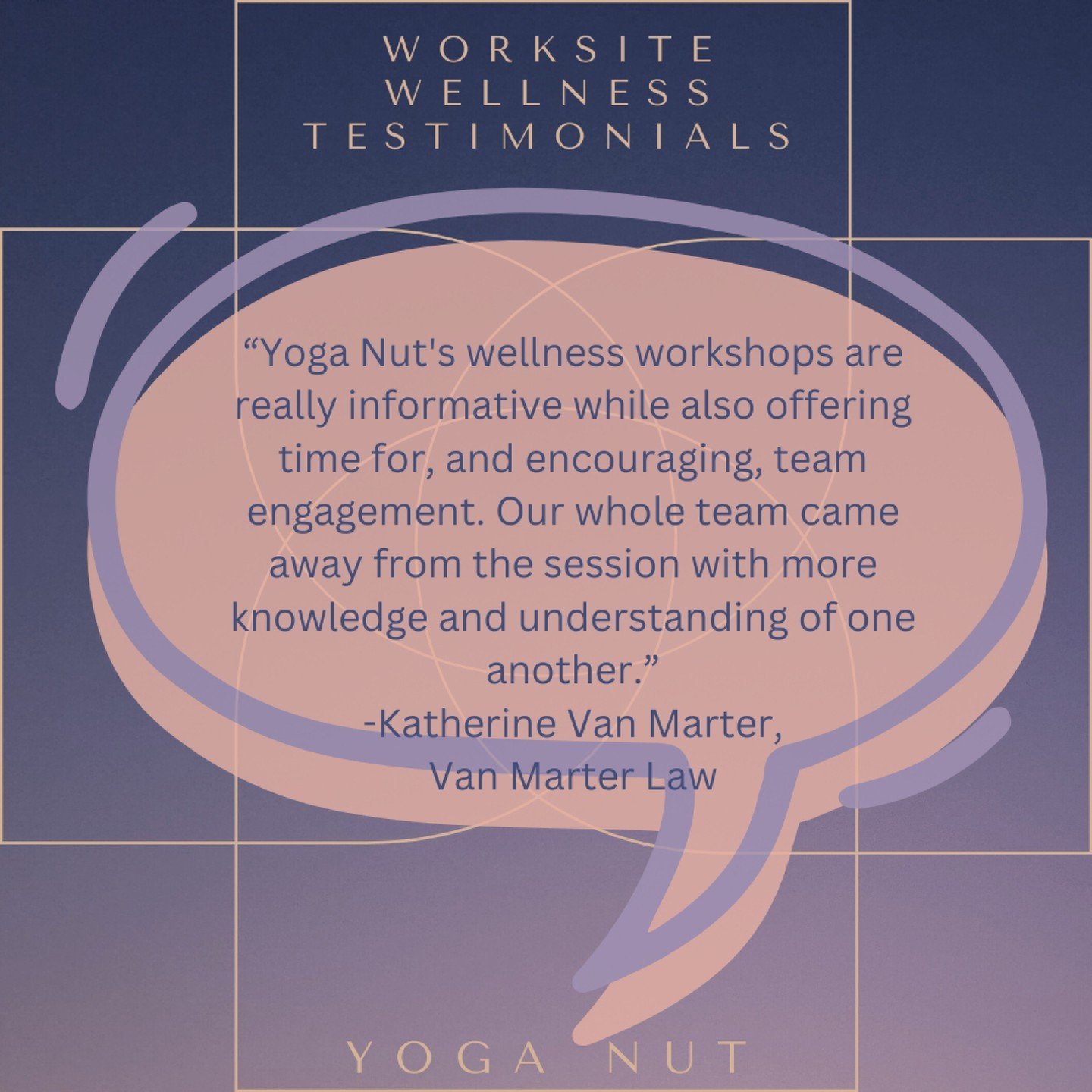 Testimonial Spotlight!

We're thrilled to share this glowing testimonial from one of our recent wellness workshop participants:

&quot;Yoga Nut's wellness workshops are really informative while also offering time for, and encouraging, team engagement