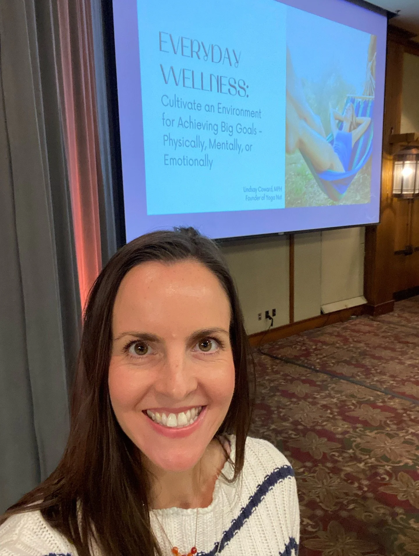 We are honored to have the privilege of sharing Wellness at Work tips with businesses, organizations and private groups of working adults.

This is Lindsay, our founder, at a recent session on the topic of Everyday Wellness - reaching large goals thr