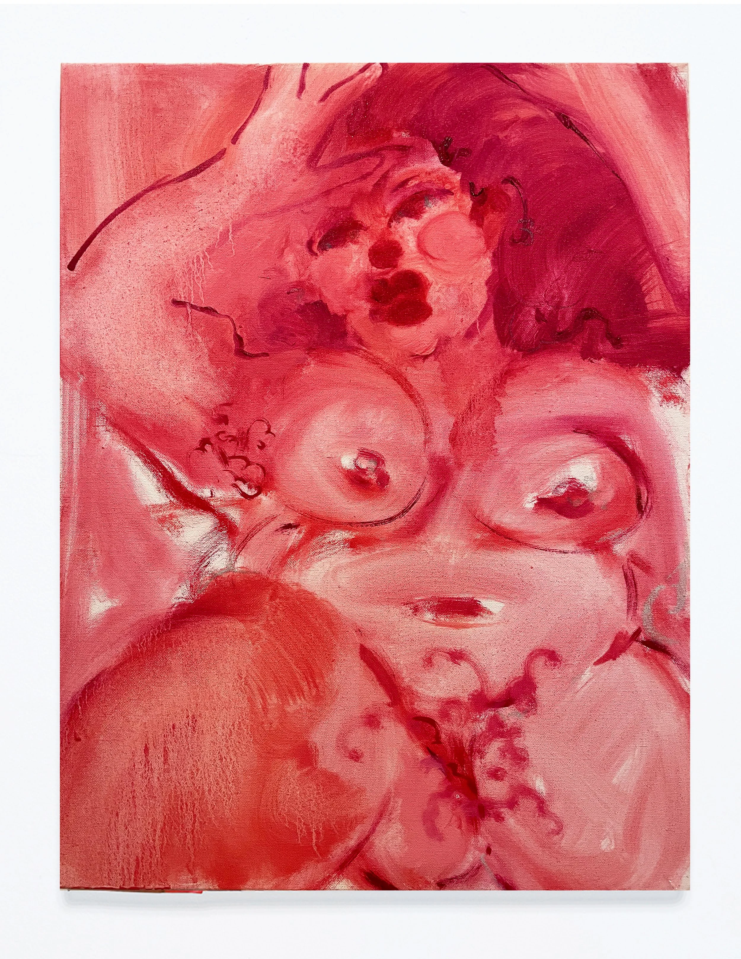  Fury  Oil paint, charcoal, and chalk pastel on canvas  20”x18”  2025 